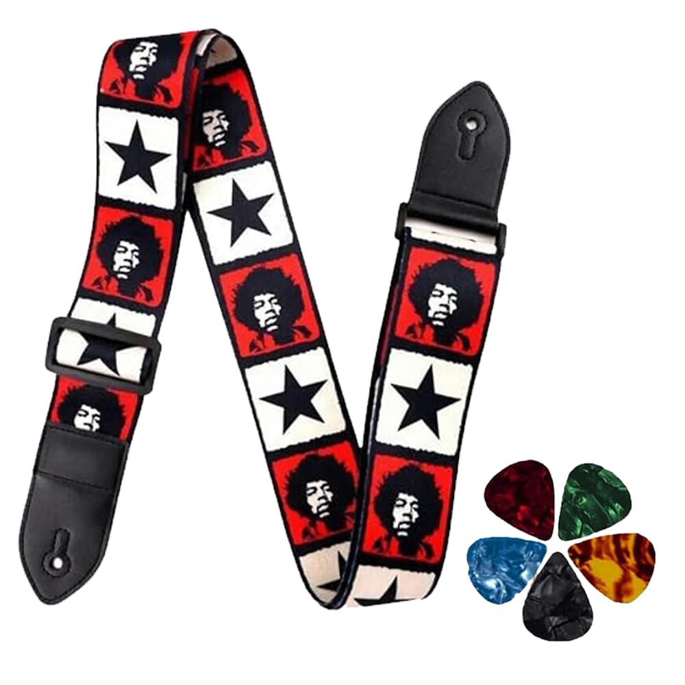 Flare Guitar Strap For Electric & Acoustic Guitar | Soft Adjustable Strap With Pu Leather Ends For Comfort & Durability | Includ