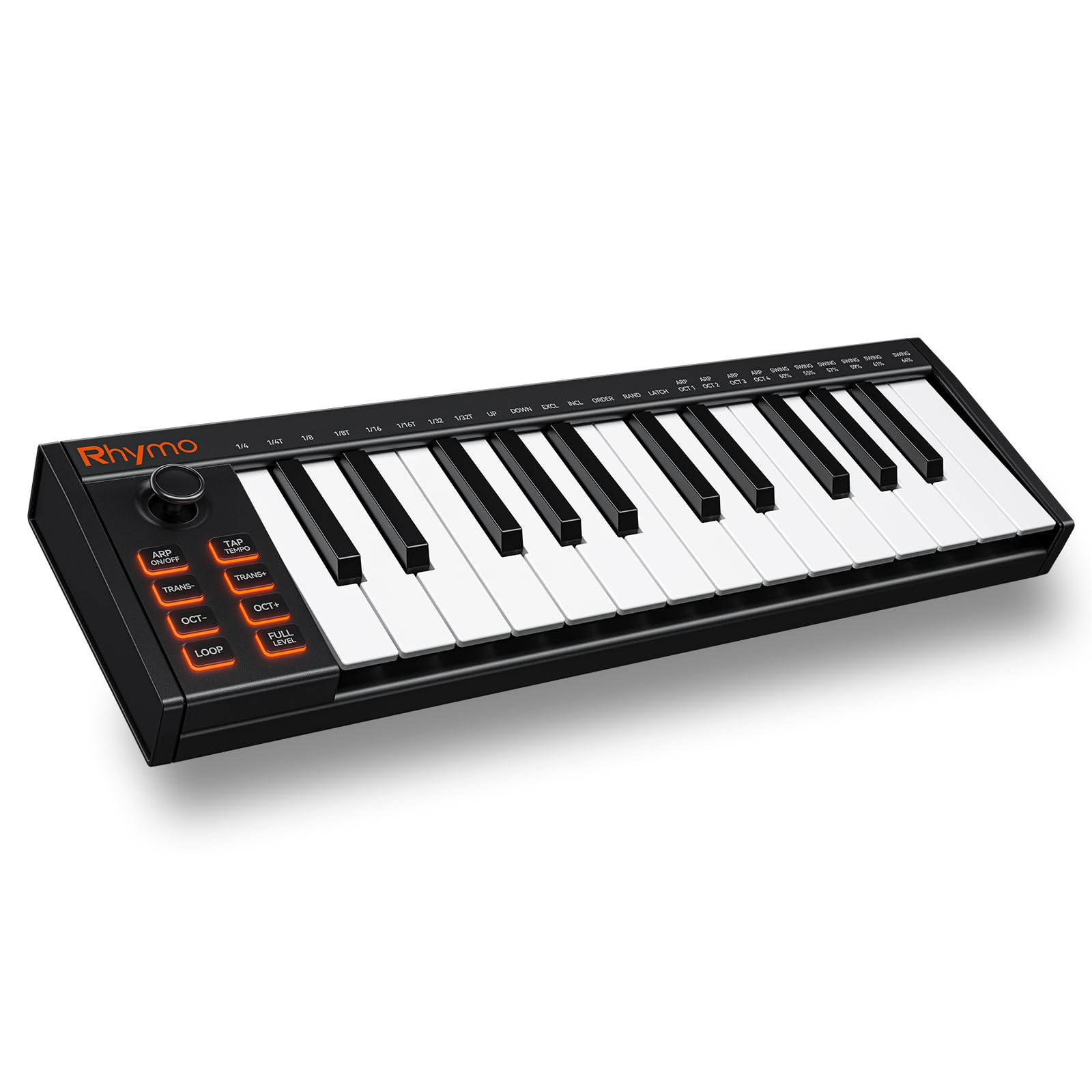 RHYMO 25 Key MIDI Keyboard Controller, USB Bus-Powered Portable Piano with Arpeggiator, Tap Tempo, Sustain Pedal, Compatible wit