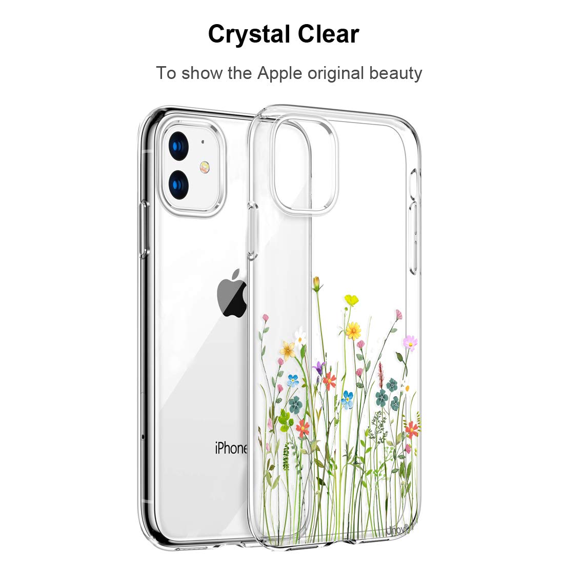 Unov iPhone 11 Clear Slim Protective Phone Case Embossed Floral TPU 6.1 Inch Flower Bouquet