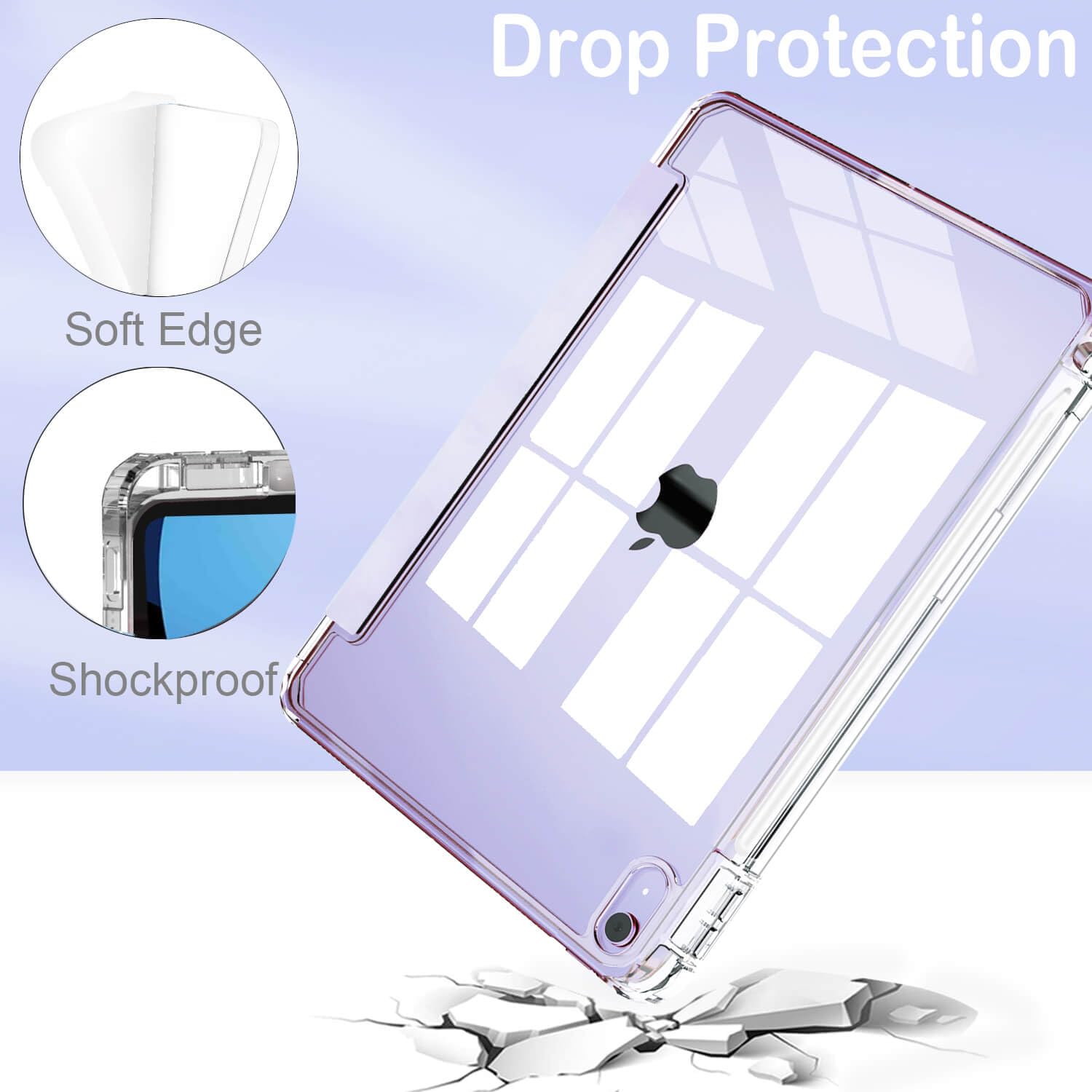 Feams Case For Ipad Air 11 Inch M2 (2024), Ipad Air 5Th Generation Case, Trifold Ipad Air 5Th/4Th 10.9 Inch 2022/2020 Case Clear