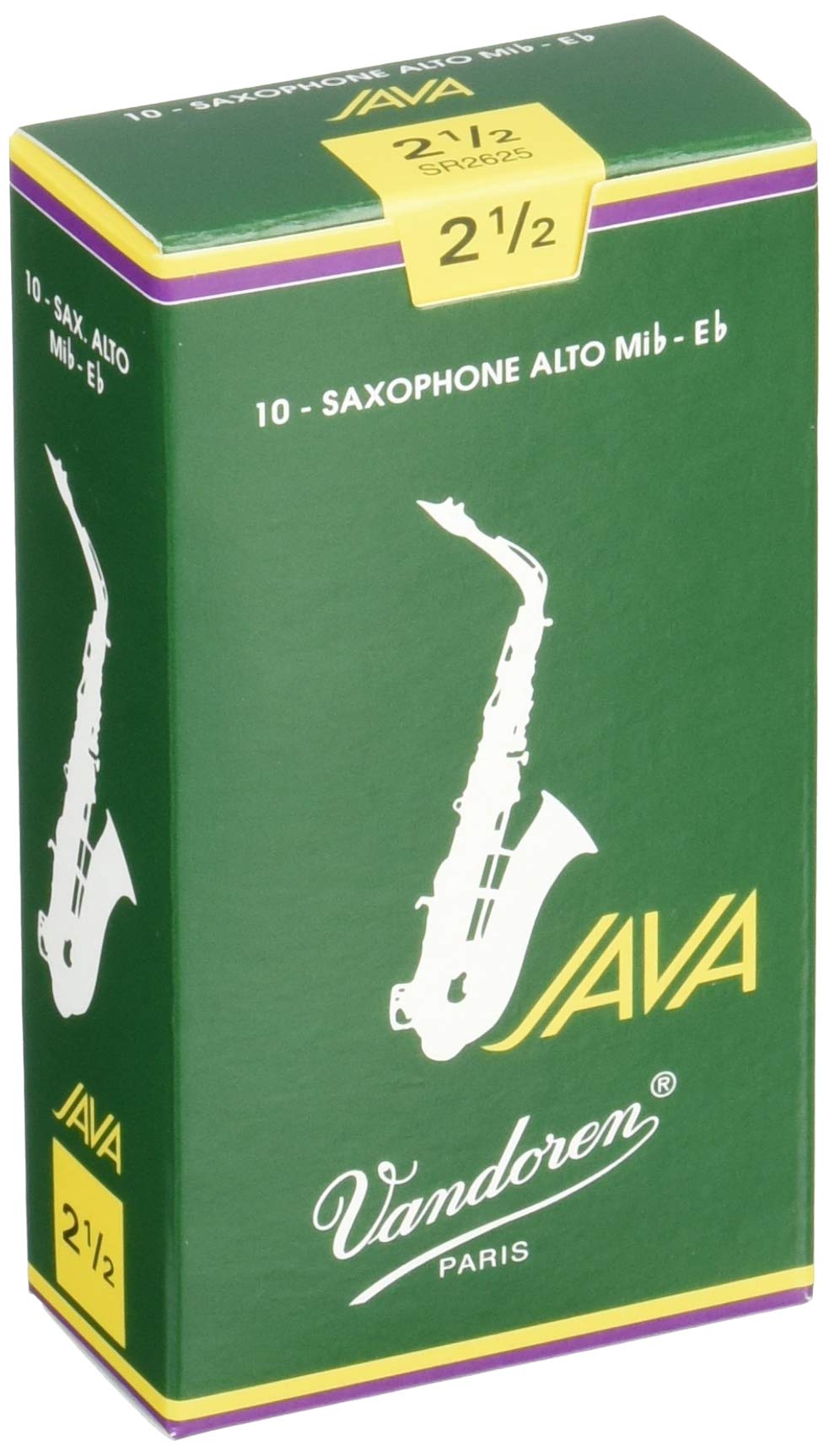 Vandoren Sr2625 Alto Sax Java Reeds Strength 2.5; Box Of 10
