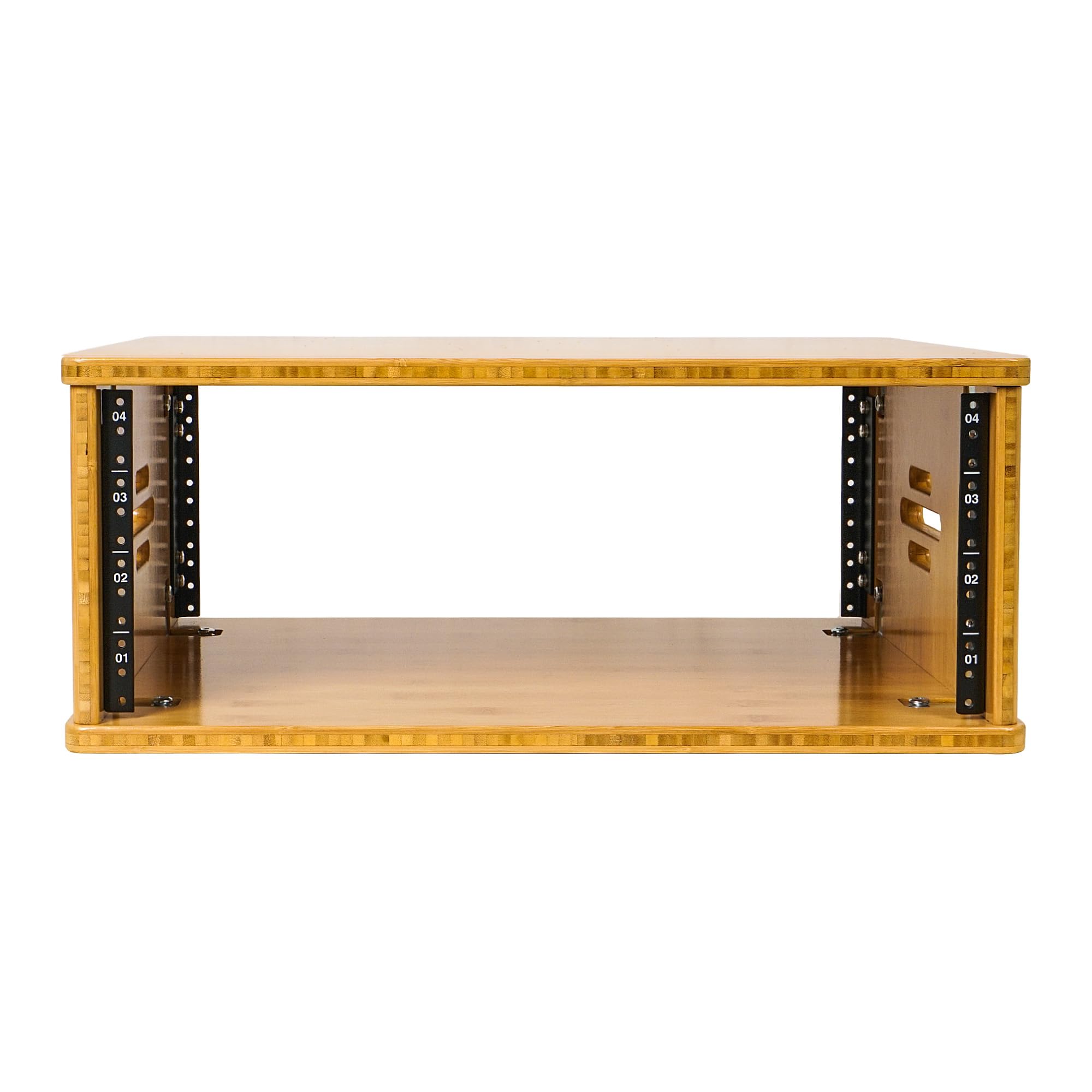 Sound Town Diy 4U Solid Bamboo Studio Rack W/ 14.2'' Depth, Ventilation For Recording Room, Pa/Dj Pro Audio, Home Audio (Stbr 4U