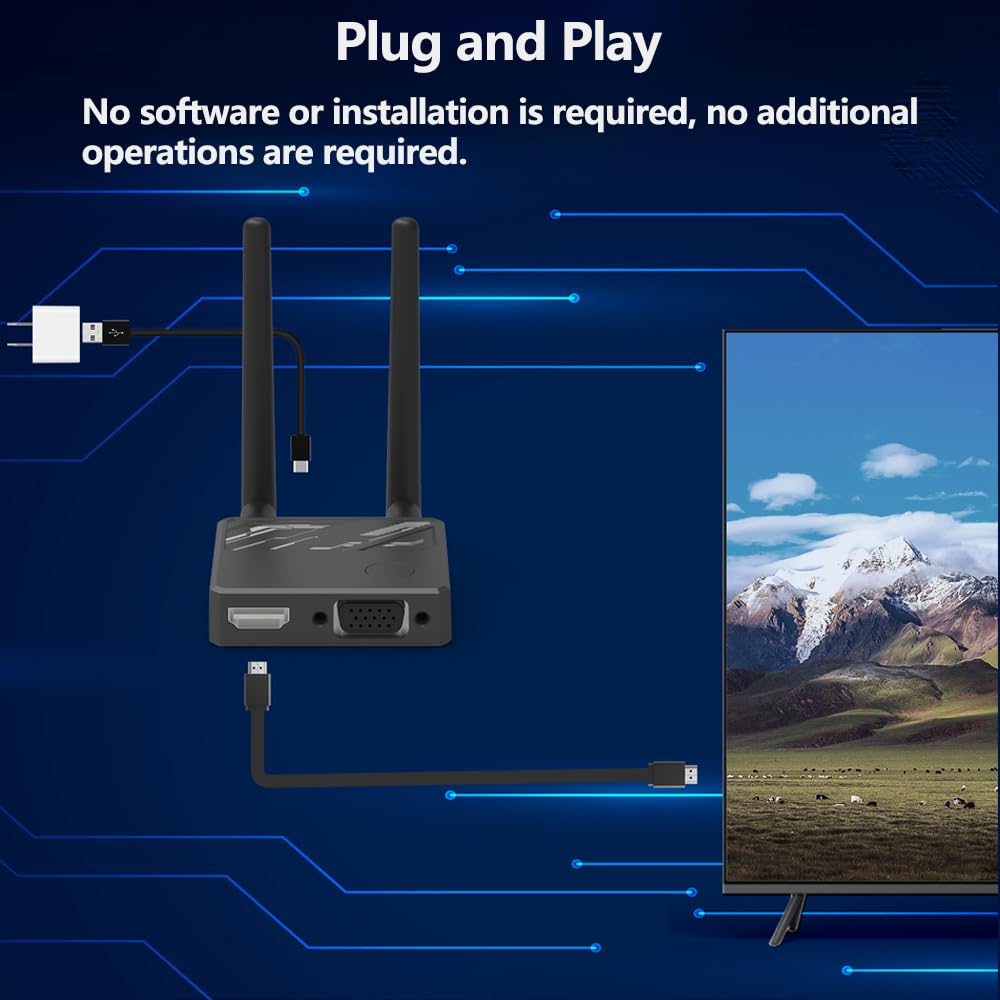 Wireless Hdmi Display Dongle Adapter, 4K Decoding 1080P Output, 2.4G/5G Hdmi Wireless Transmitter, Plug And Play, For Projecting