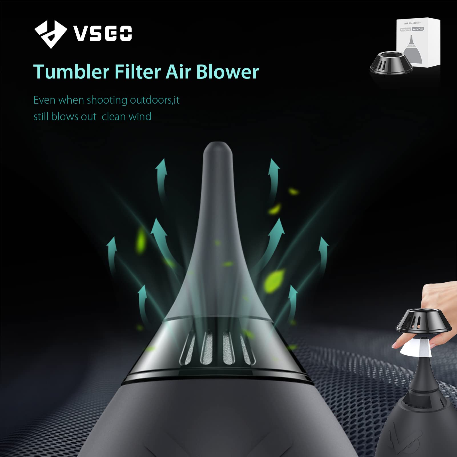 VSGO Camera Air Blower with Filter Tumbler Design V-B01E Silicone Black