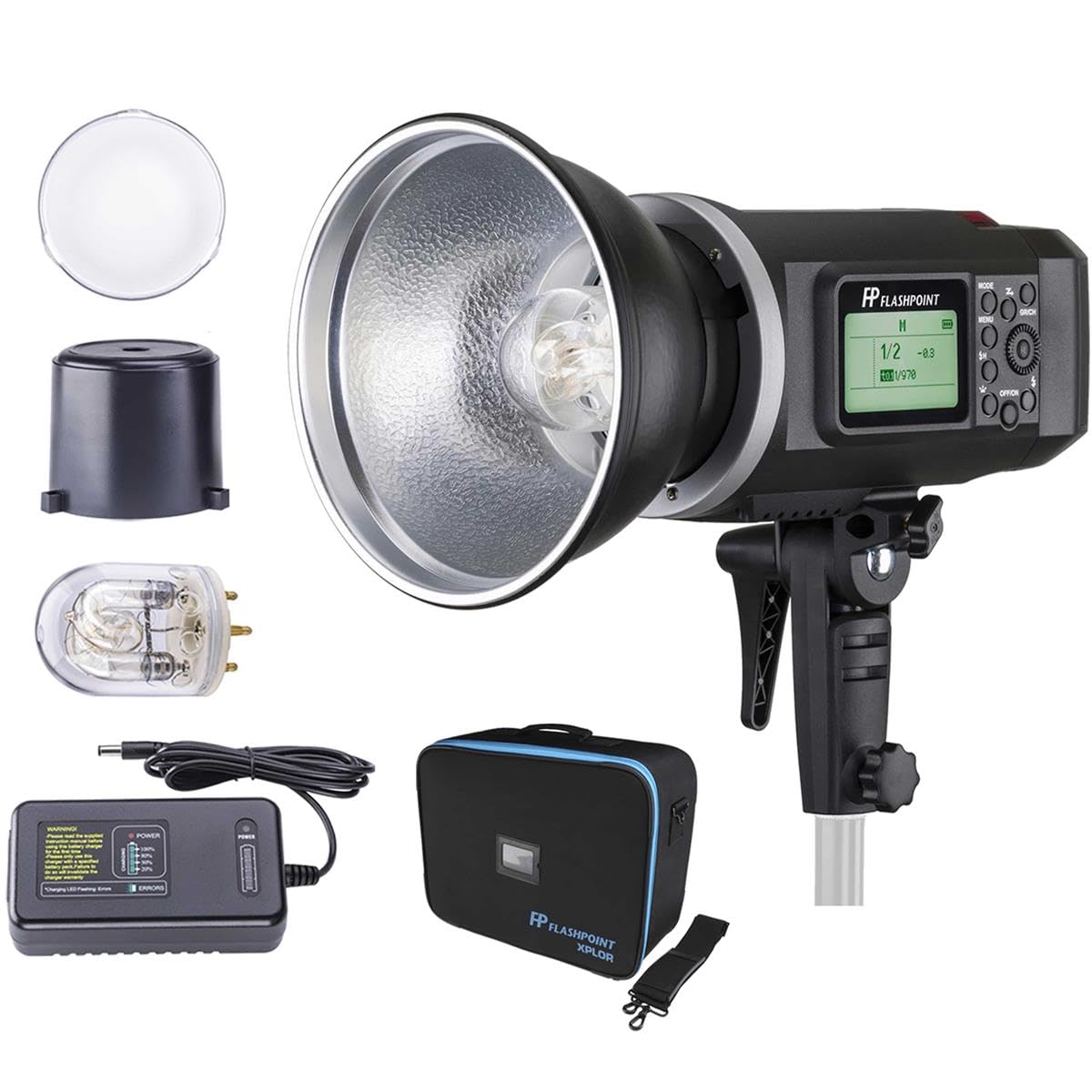 Flashpoint XPLOR 600 HSS Outdoor Battery Powered Studio Flash Strobe Monolight w/Built-in R2 2.4GHz Radio Remote System, Bowens 