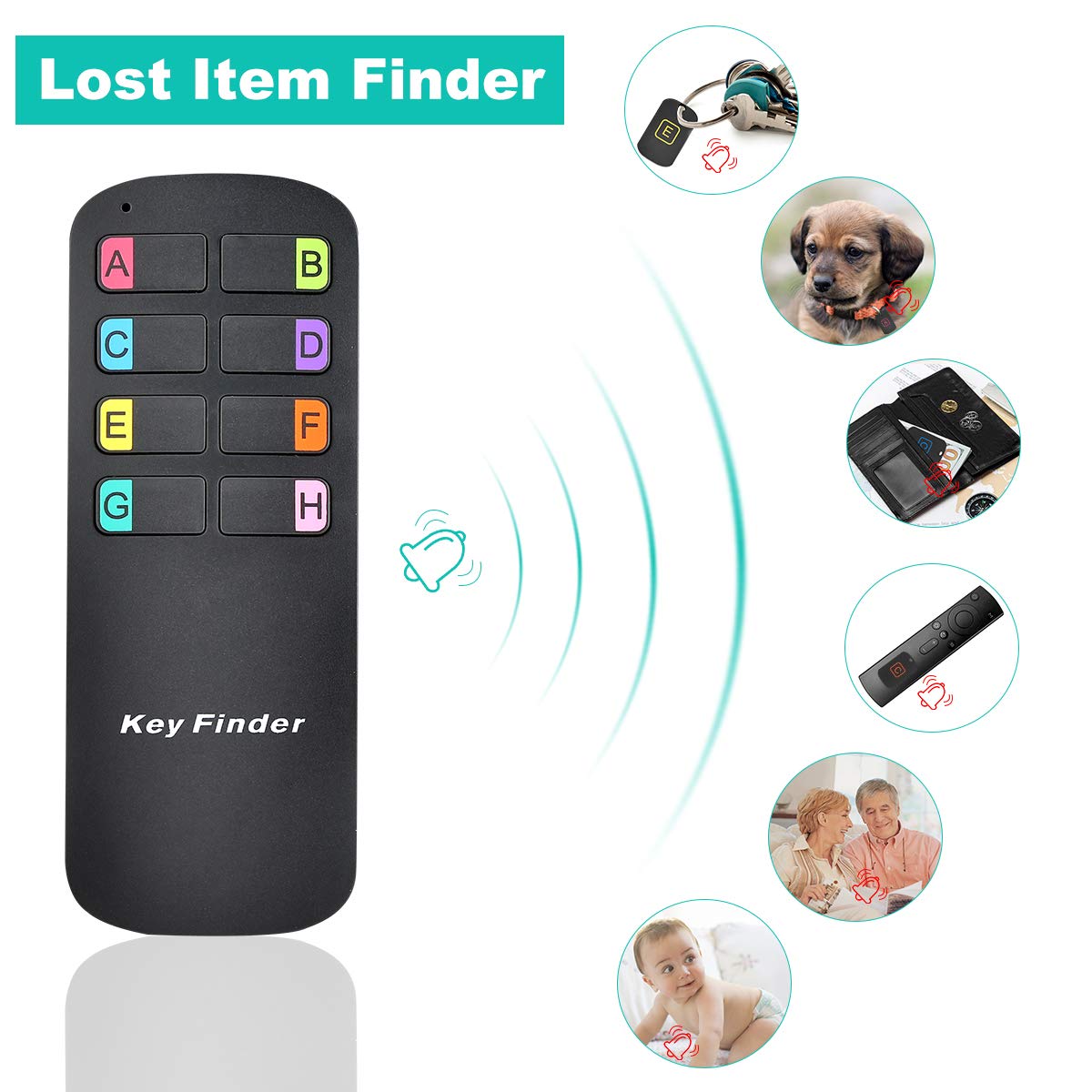 Key Finder Locator,Wireless Rf Item Locator With Letters Key Tracker With 85Db Loud Beeping Sound And 115 Feet Remote Control 8