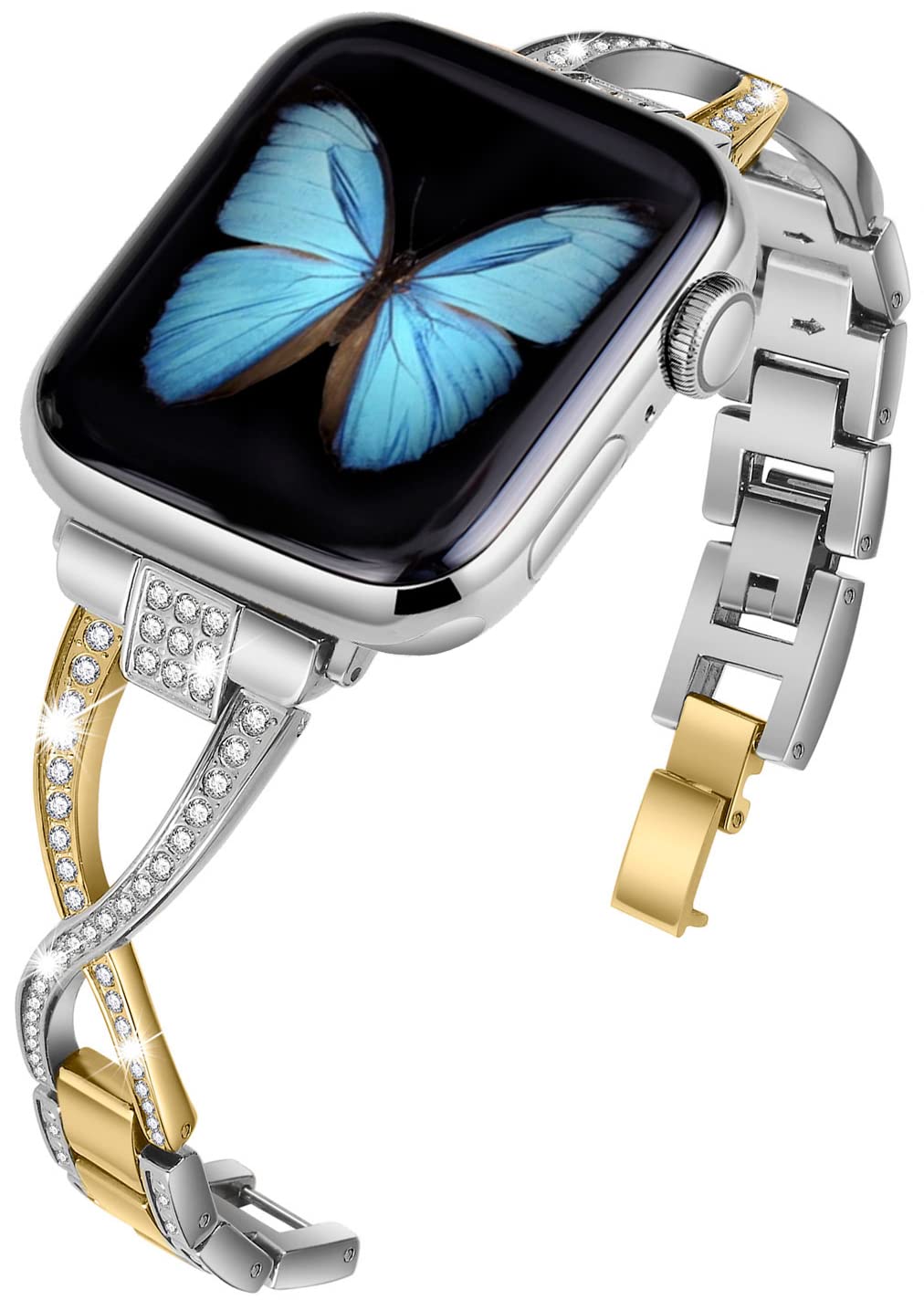 Jfdragon For Apple Watch Band 42Mm 44Mm 45Mm 46Mm 49Mm Women Series10 9 8 7 6 5 4 Se Iwatch Bands Bling Metal Bracelet Cute Dres