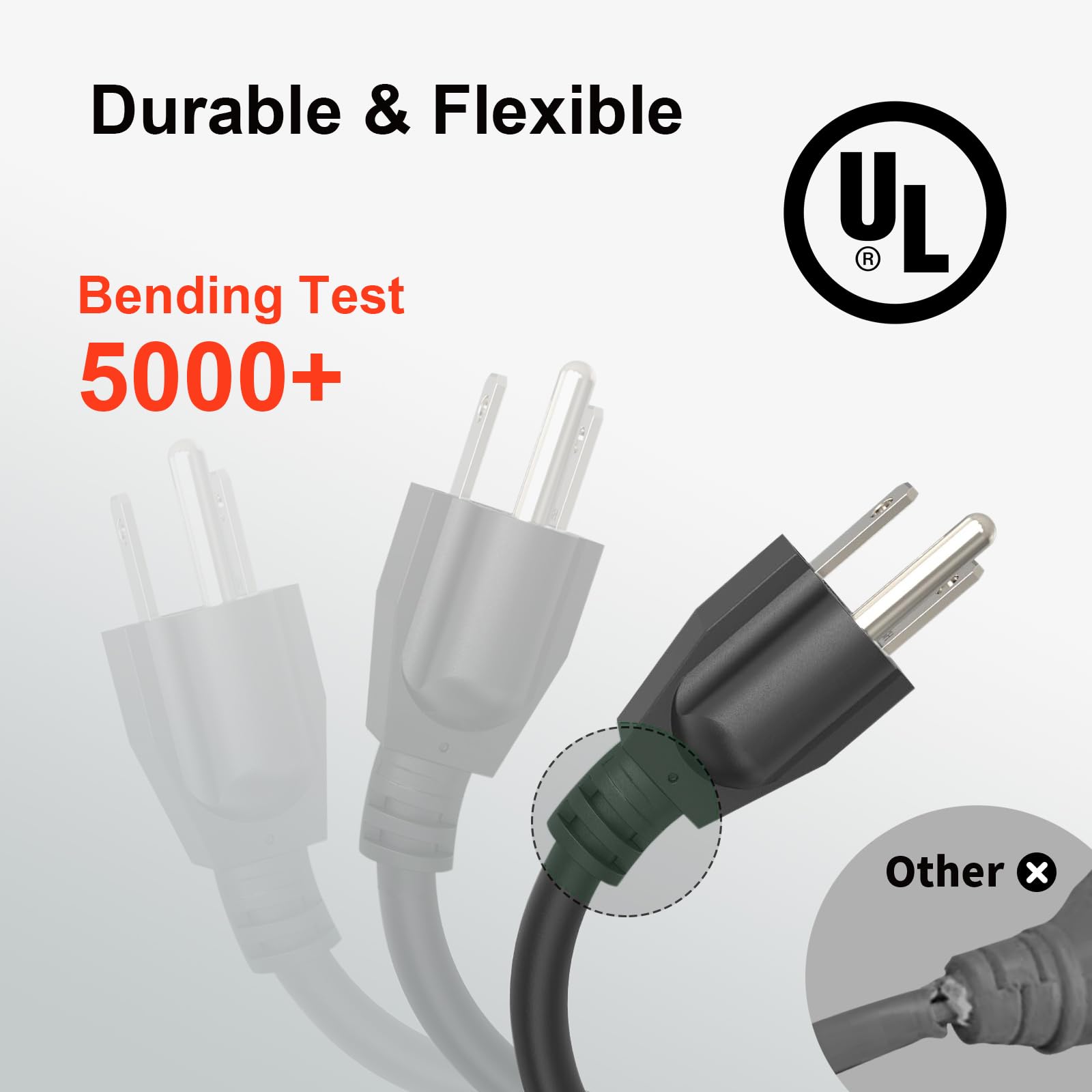 Outdoor Extension Cord Waterproof 50 Ft, Yellow 14/3 Sjtw Heavy Duty, Flexible 100% Copper 3 Prong Extension Cord For Lawn, Gara