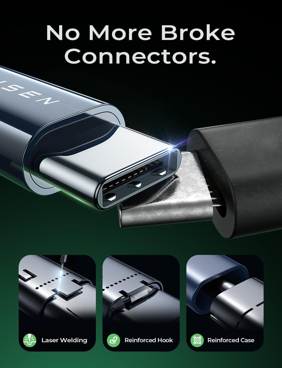 Lisen Usb Cable [3 Pack, 3.3Ft+3.3Ft+6.6Ft] 3.2A Usb To C Cable Fast Charging 48 Braided Cord For Usb To Uab C Compatible With S