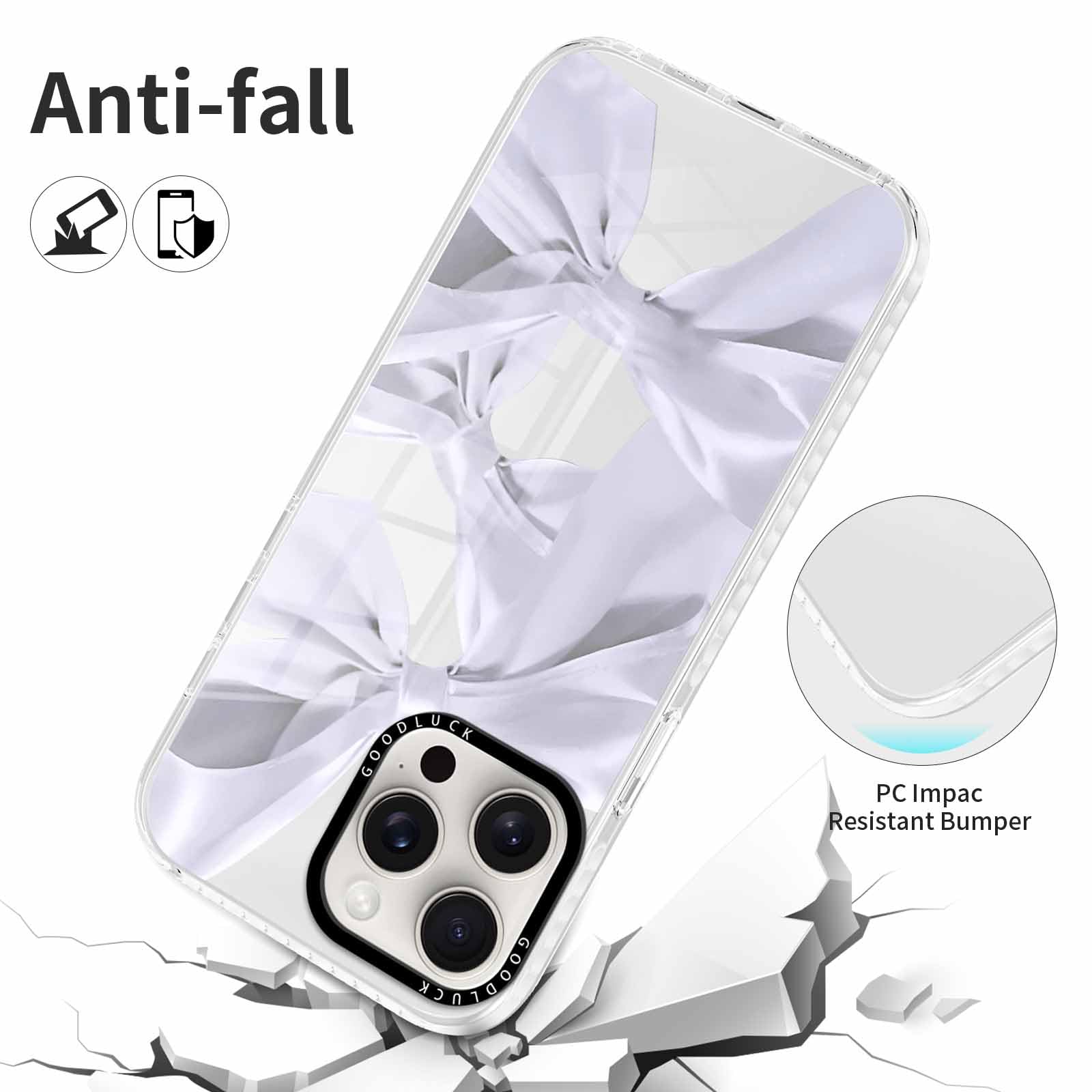 Rumdey 2 Pack Clear Bow Phone Case For Iphone 16 Pro Max 6.9 Inch, Cute Aesthetic Pattern Design Protective Soft Slim Shockproof