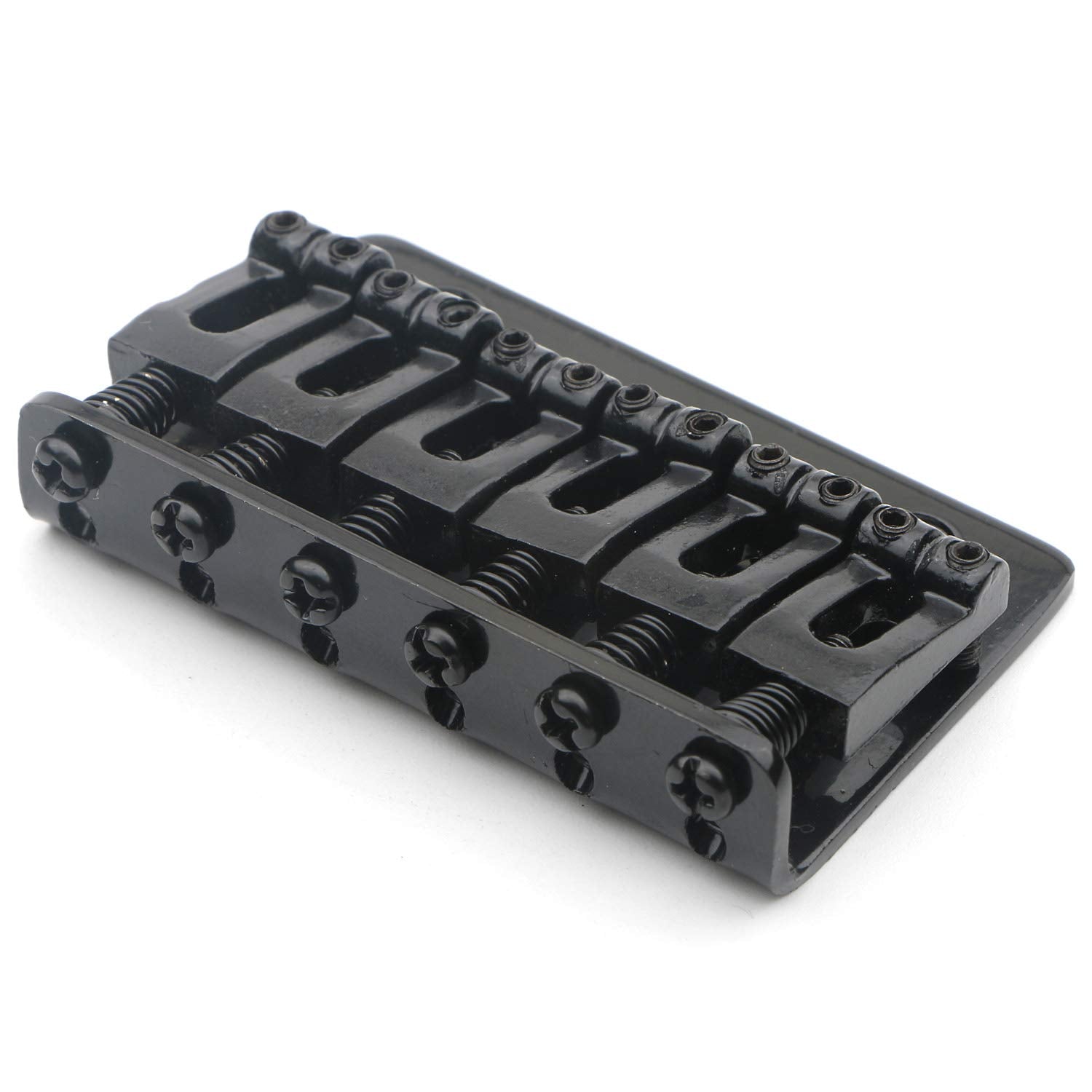 6 String Electric Guitar Hard Tail Bridge Saddle Black Top Load Tailpiece Set With Wrench And Screws