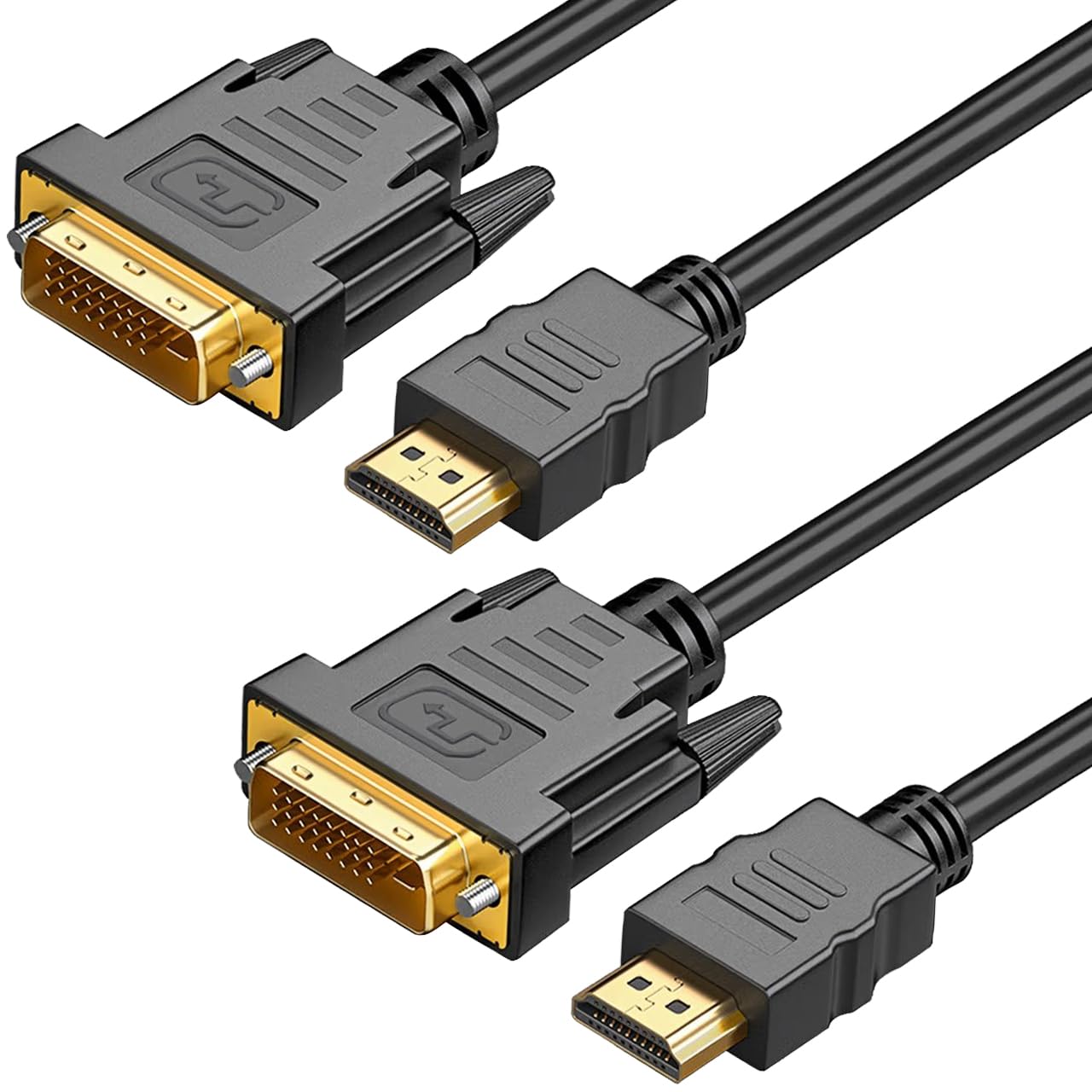 Qingler Hdmi A To Dvi Adapter Cable 6Ft, 2 Pack Bi Directional 1080P Hdmi To Dvi D Cable Male To Male, High Speed Gold Plated Fo