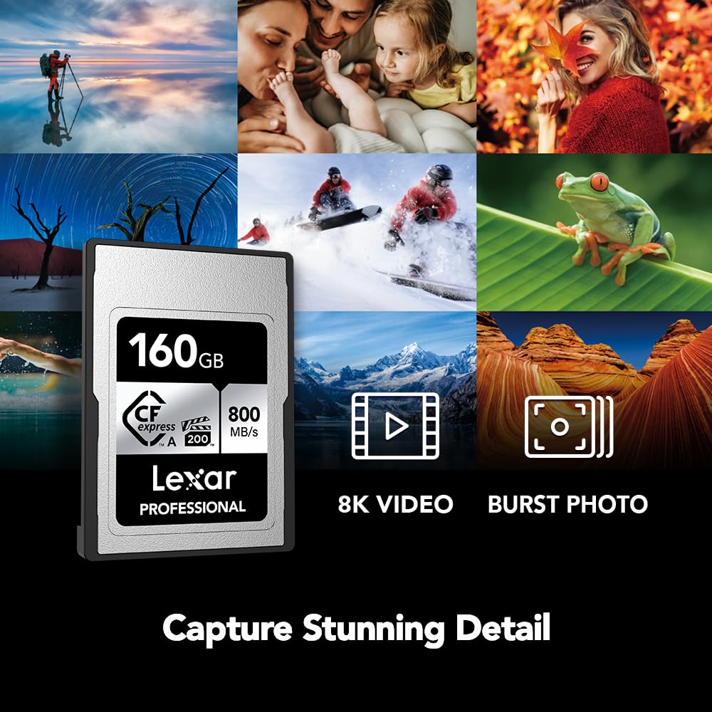 Lexar 160Gb Professional Cfexpress Type A Silver Series Memory Card, Compatible With Sony Cameras W/ Type A Card Slot, Up To 800