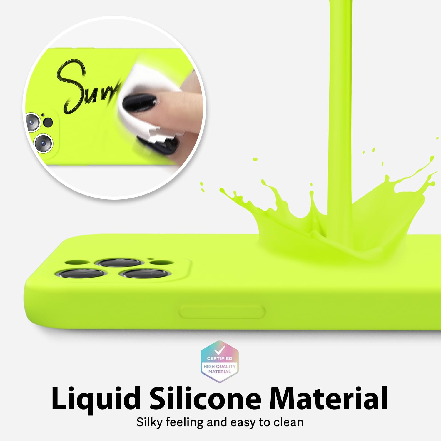Oakxco For Iphone 12 Pro Max Case Liquid Silicone, Fluorescent Bright Solid Color, Soft Rubber Gel Elegant Aesthetic Cover, Slim