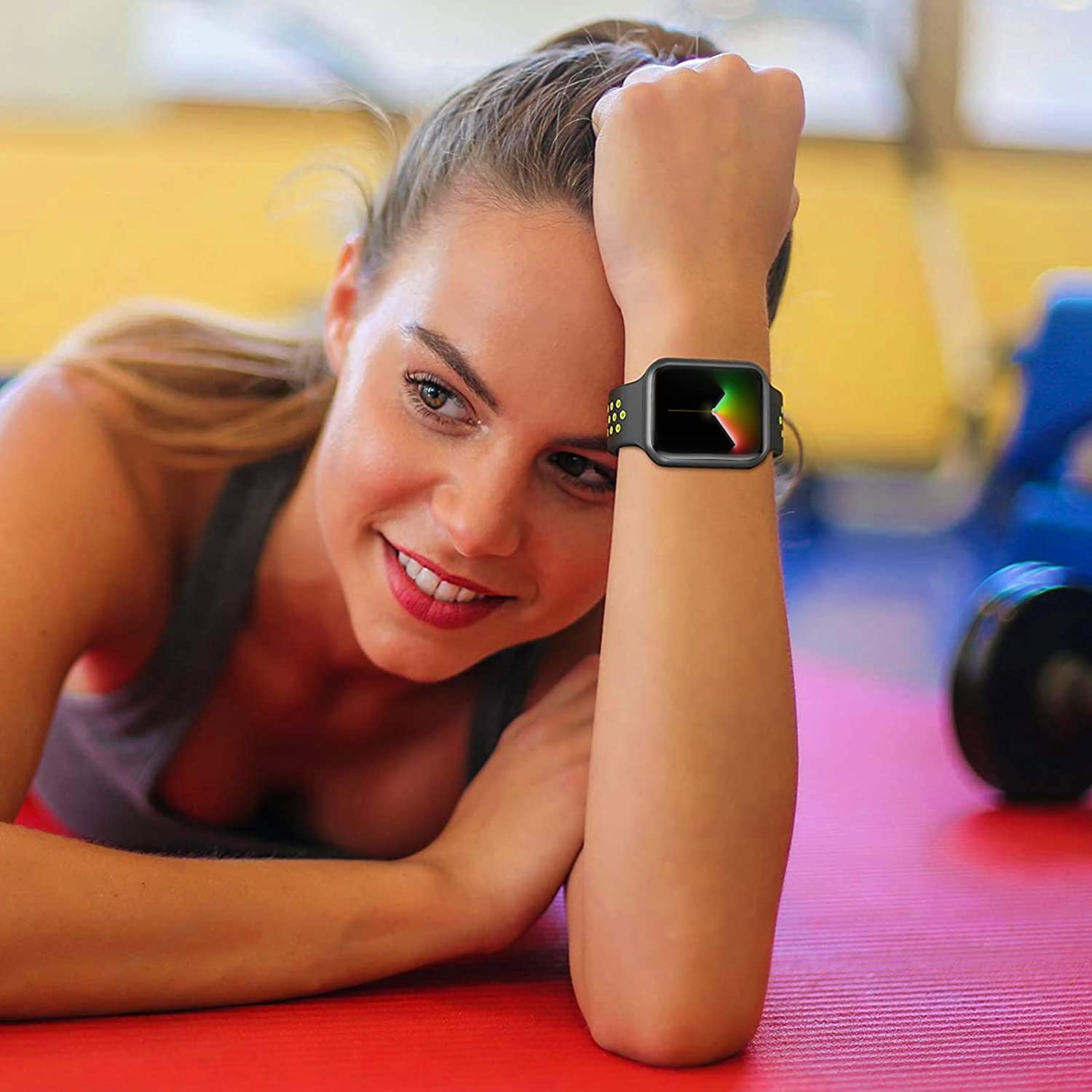 Almnvo Bands For Apple Watch Band 49Mm 45Mm 44Mm 42Mm,Sport Silicone Solo Loop Breathable Wristbands,Replacement Strap No Clasp