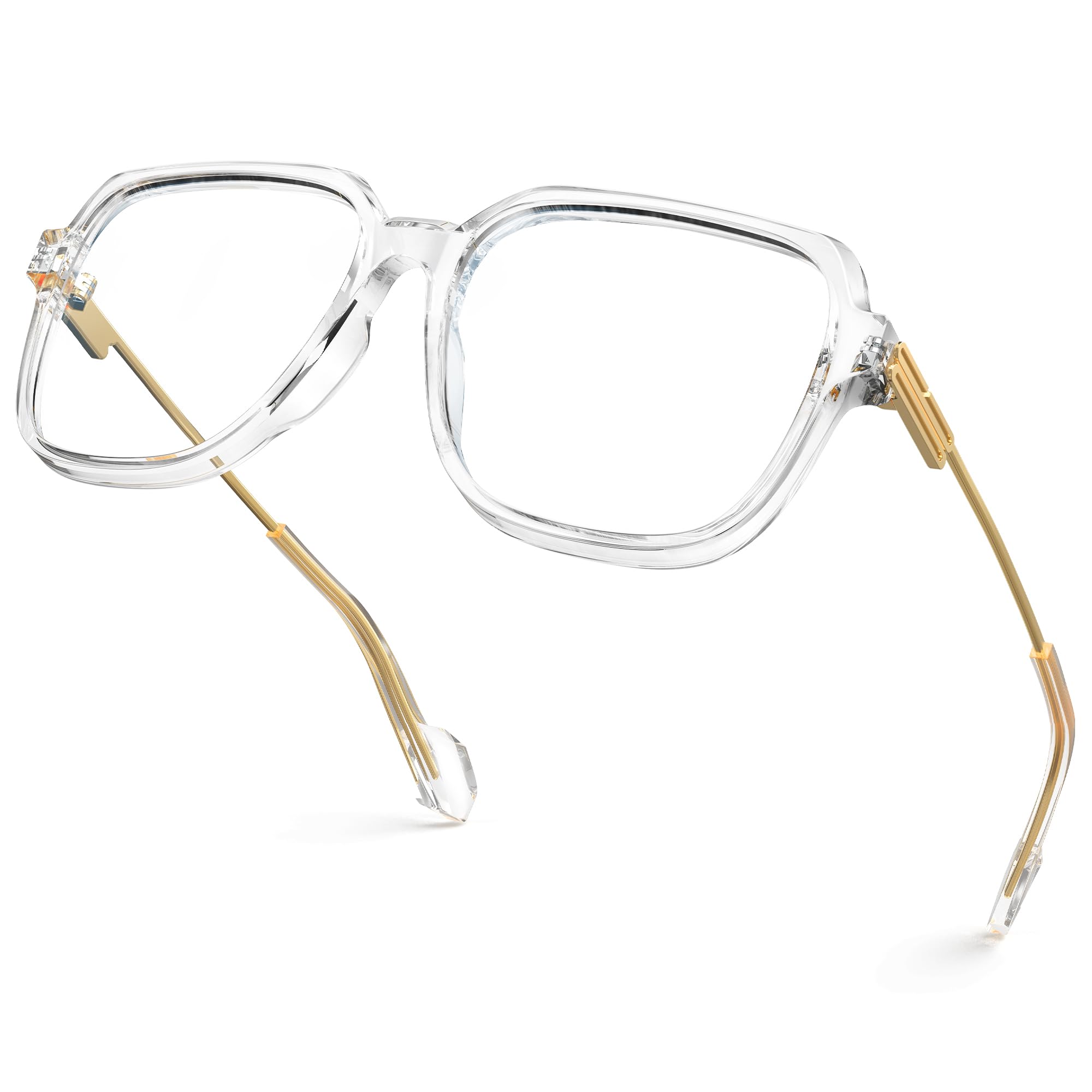 VISOONE Blue Light Glasses Crystal Clear Oversized Square TR90 Frame Ryan