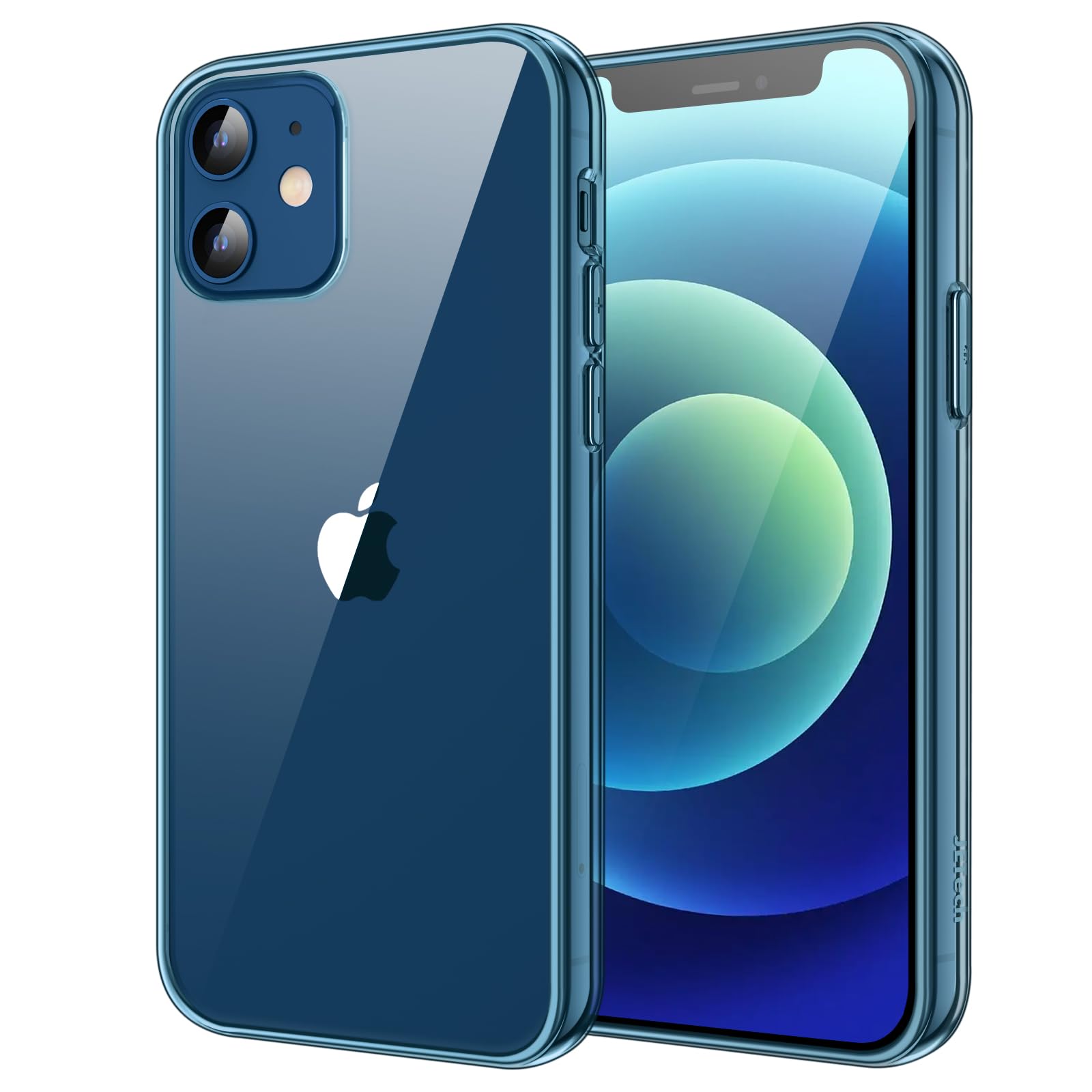 Jetech Case For Iphone 12 Mini 5.4 Inch, Non Yellowing Shockproof Phone Bumper Cover, Anti Scratch Clear Back (Navy Blue)