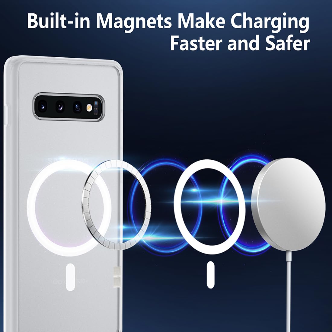 Tianniuke Magnetic Case For Samsung Galaxy S10 Plus, Translucent Matte Anti Fingerprint,Compatible With Magsafe,Slim Fit Shockpr