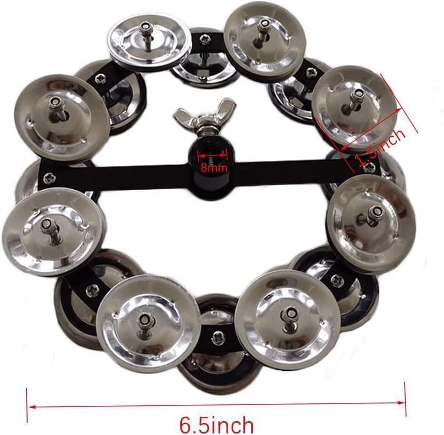 Tuoren 5.5 Mountable Symbal Hihat Tambourine With 8 Double Row Steel Jingles For Drum Set Golden