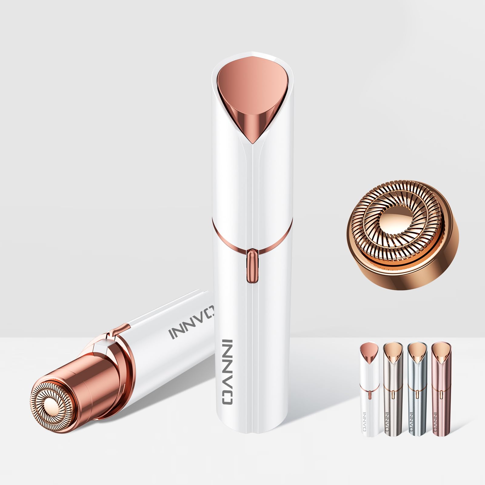 Innvo Facial Hair Remover For Women Ladies Upper Lip Hair Removal Electric Face Shaver With Rechargeable Battery Brush (White Wi