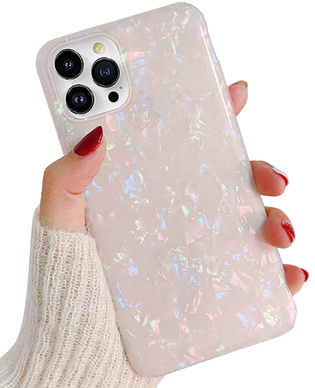 J.West Case For Iphone 13 Pro Case 6.1 Inch,Sparkle Opal Glitter Translucent Clear Soft Tpu Slim Fit Protective Phone Cover Case