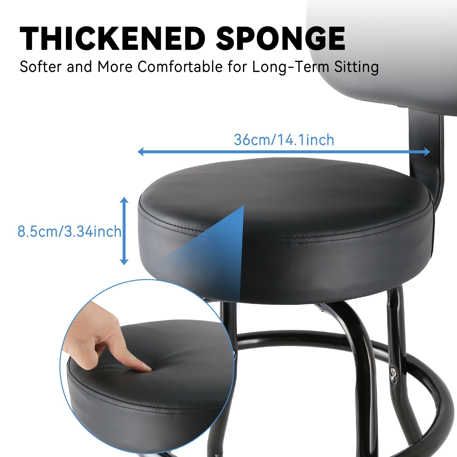 Eastrock Guitar Stool With Backrest - Guitar Stools For Adults, Guitar Chairs With Padded Cushion And Footrest, Suitable For Aco