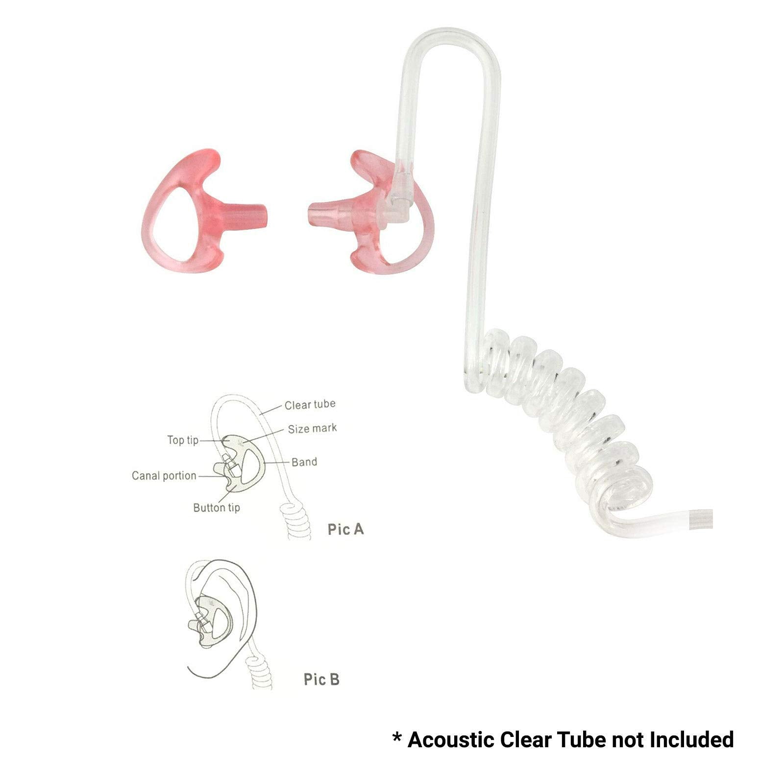 Promaxpower Portable Radio Gel Earmold Insert For Acoustic Earpiece Headset (5 Pack Medium, Left)