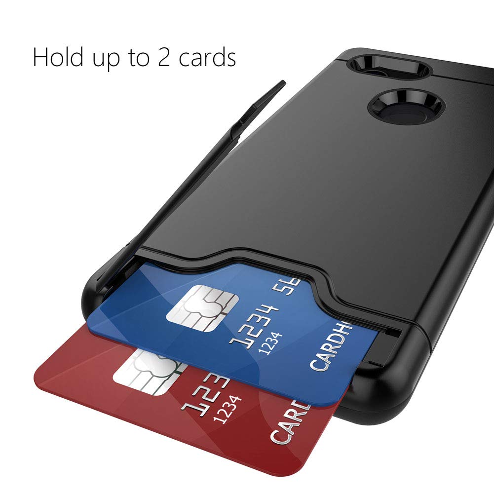 Teelevo Wallet Case For Google Pixel 3, Dual Layer Case With Card Slot Holder And Integrated Kickstand For Google Pixel 3   Blac