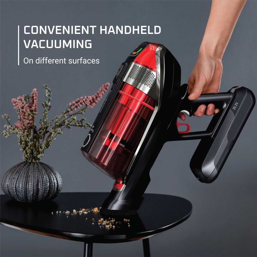 Rowenta, Cordless Vacuum Cleaner, X Force Flex 12.60 Vacuum, 30.4 Oz Xl Dust Container, Flex Technology, Automatic Floor Detection, 45Min Run Time, 3Hr Charging Time, For Pet, 150 Air Watts, Red