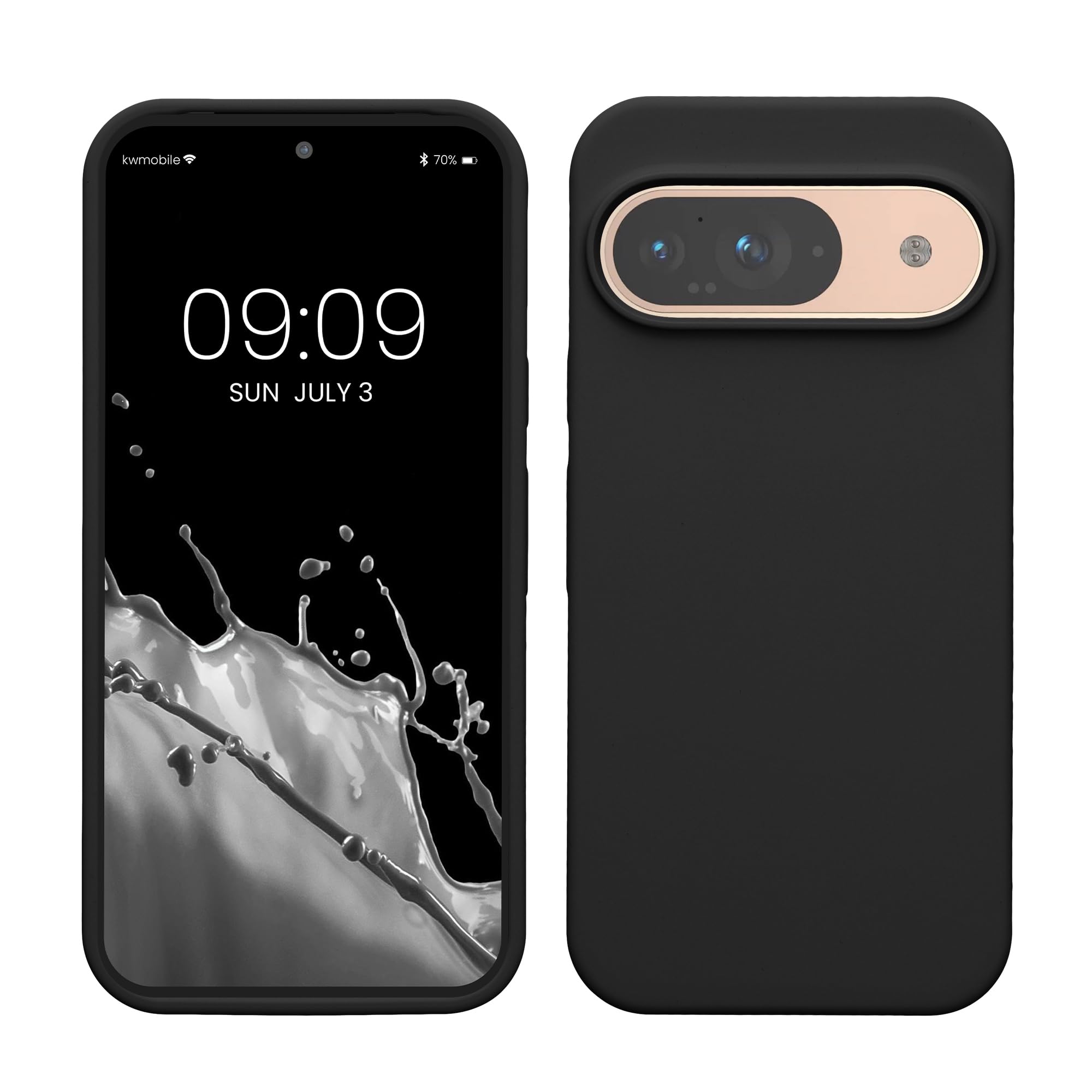 kwmobile Case Compatible with Google Pixel 9 / Pixel 9 Pro Case - TPU Silicone Phone Cover with Soft Finish - Black Matte