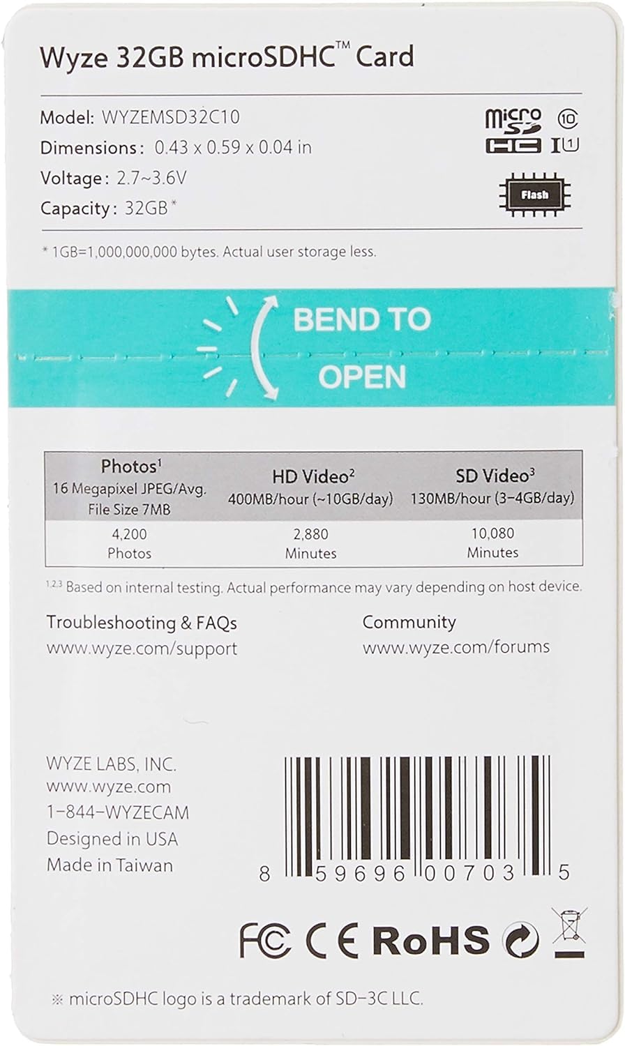 Wyze Expandable Storage 32Gb Microsdhc Card Class 10, Black