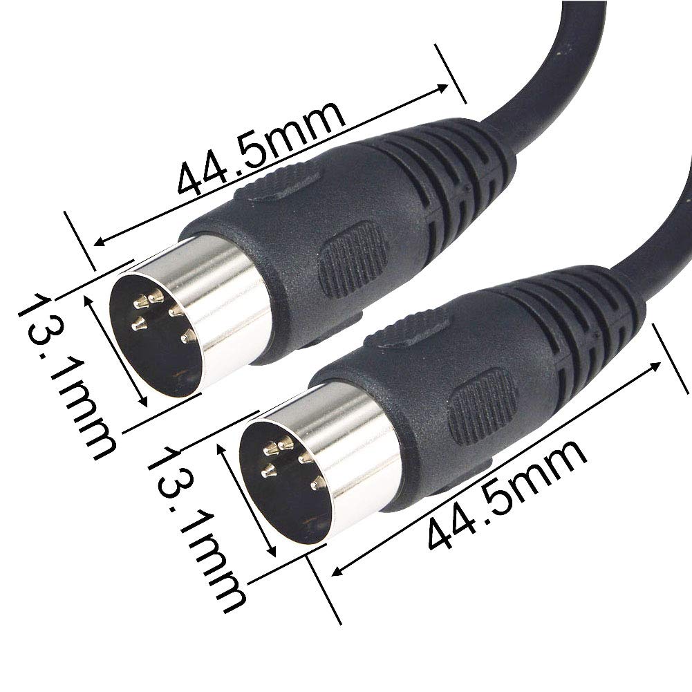 Yotenko 5 Pin Midi Splitter Cable Black With Keyed 5 Pin Din Connector Molded Connector Shells Himi Cable  4.92 Feet /1.5 Meters