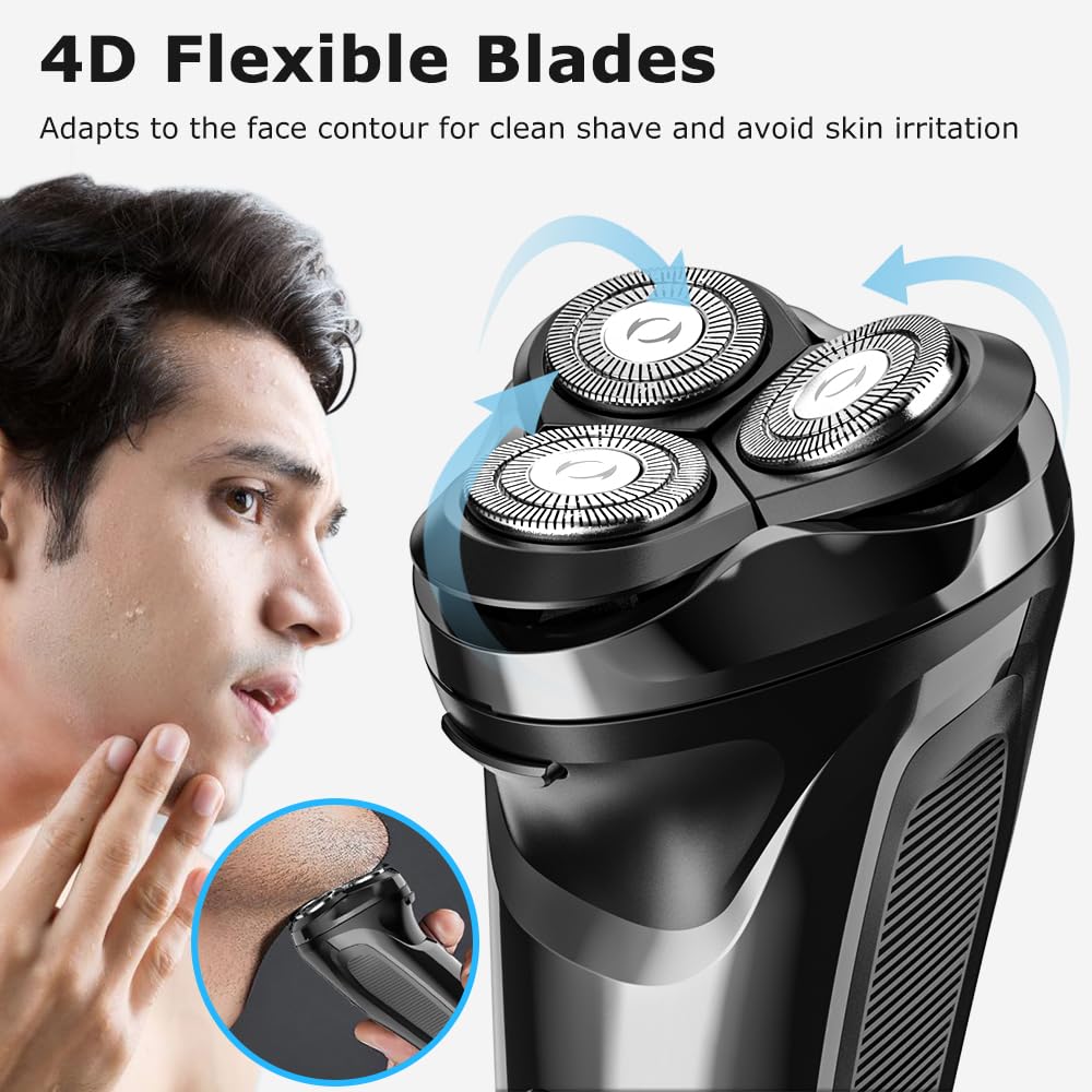 Electric Razor For Men Mens Electric Shaver Usb C Rechargeable Waterproof Wet Dry Shaver With Pop Up Trimmer, Portable With Lcd