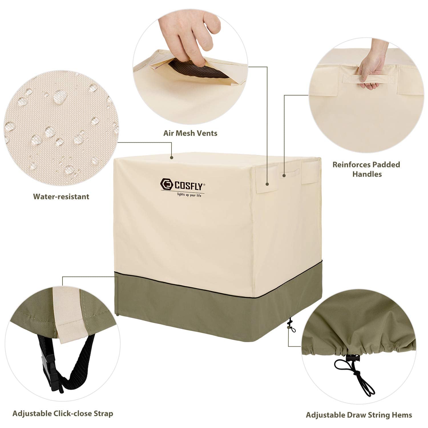 Cosfly Air Conditioner Cover For Outside Units Durable Ac Cover Water Resistant Fabric Windproof Design  Square Fits Up To 24 X