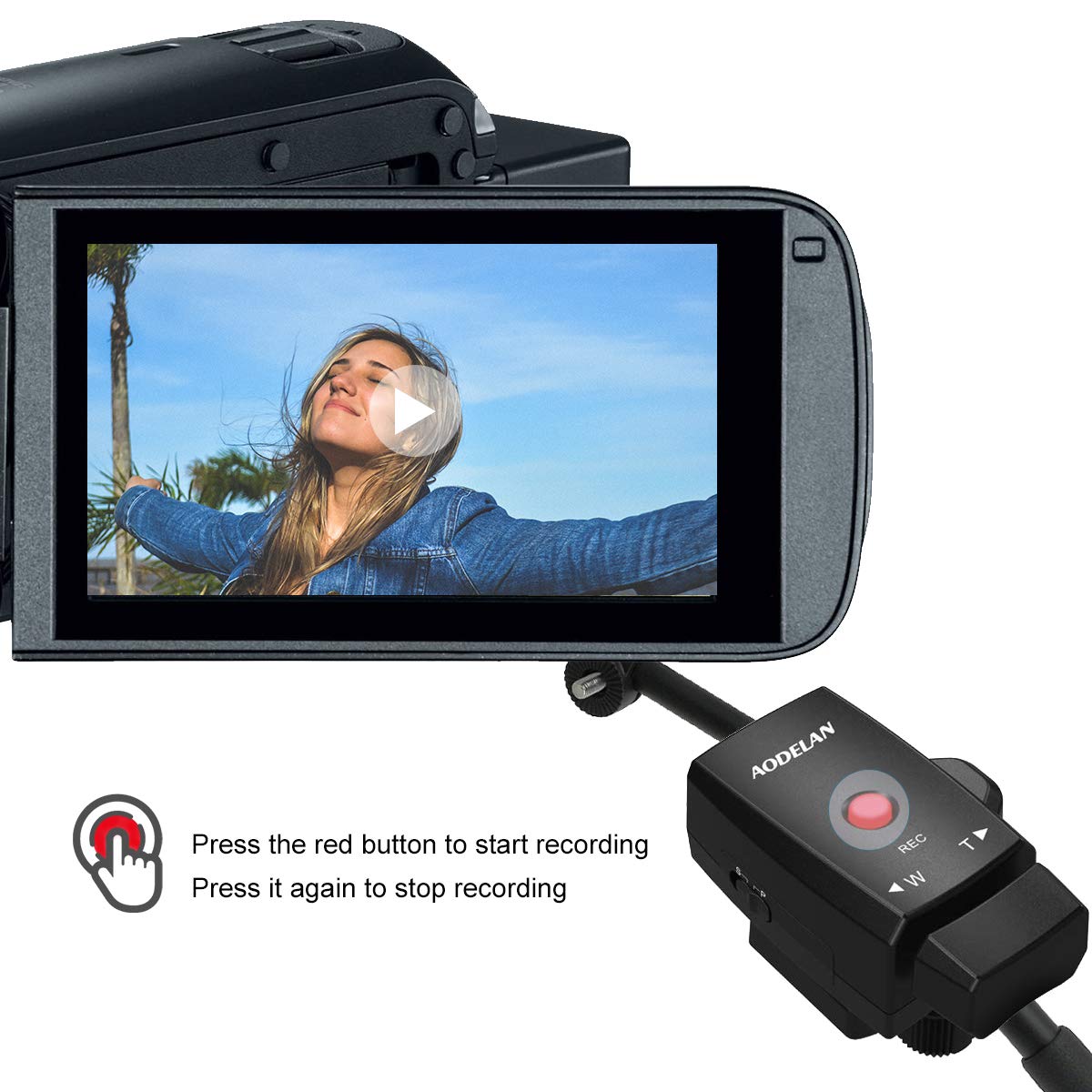 Aodelan Zoom Control Remote Controller For Camcorder Lanc Terminal Tripod Record Zoom Video For Sony Nx5C, 190P, 150P, 198P, Vx2