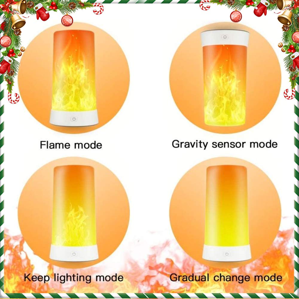 Pdgrow Led Flame Effect Light, Flame Lamp 4 Modes Usb Rechargeable Fire Lights Indoor Campfire Outdoor Decorative Lantern Hangin