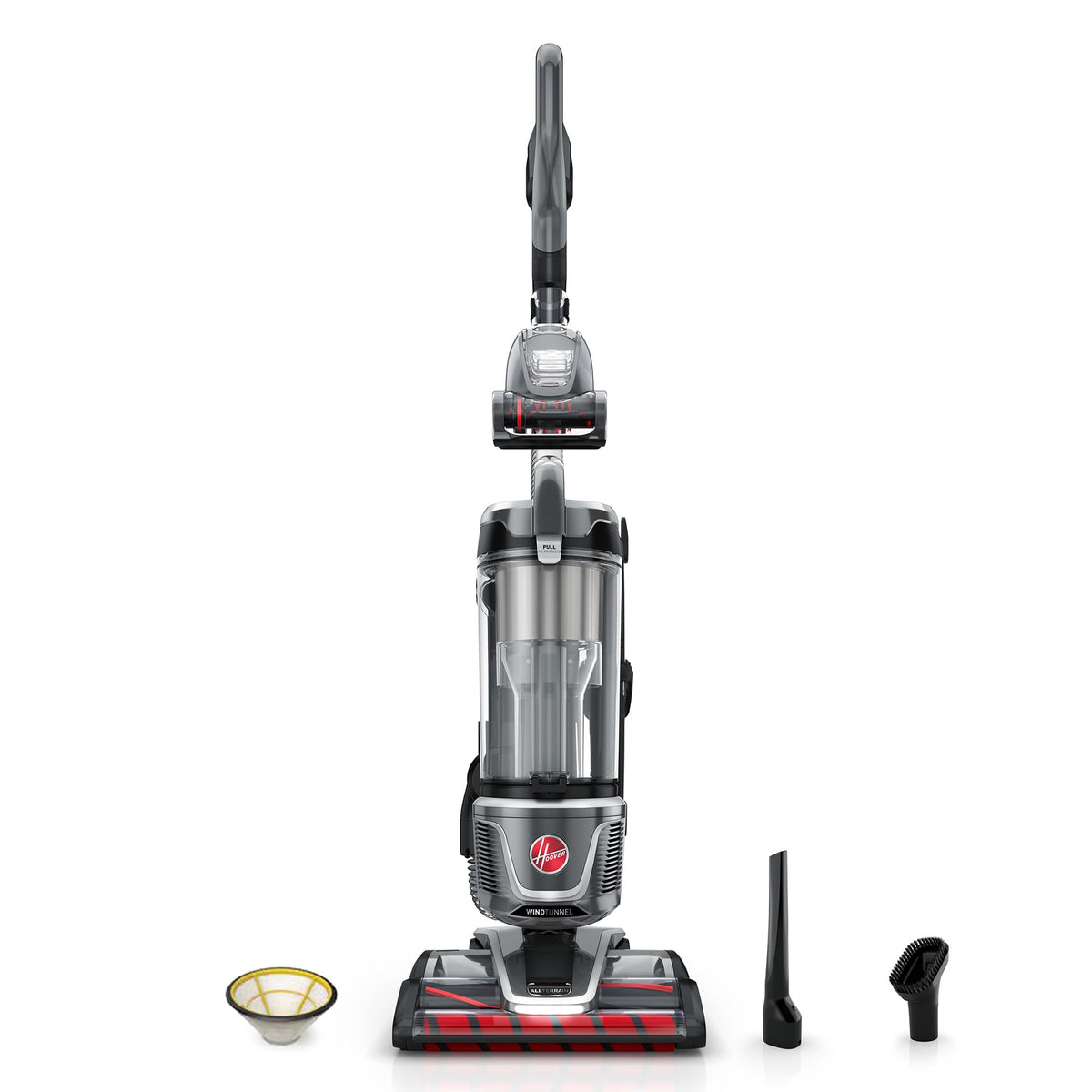 Hoover Windtunnel All-Terrain Dual Brush Roll Bagless Vacuum Cleaner, Corded Upright Vacuum, Hepa Media Filtration, Headlights, 