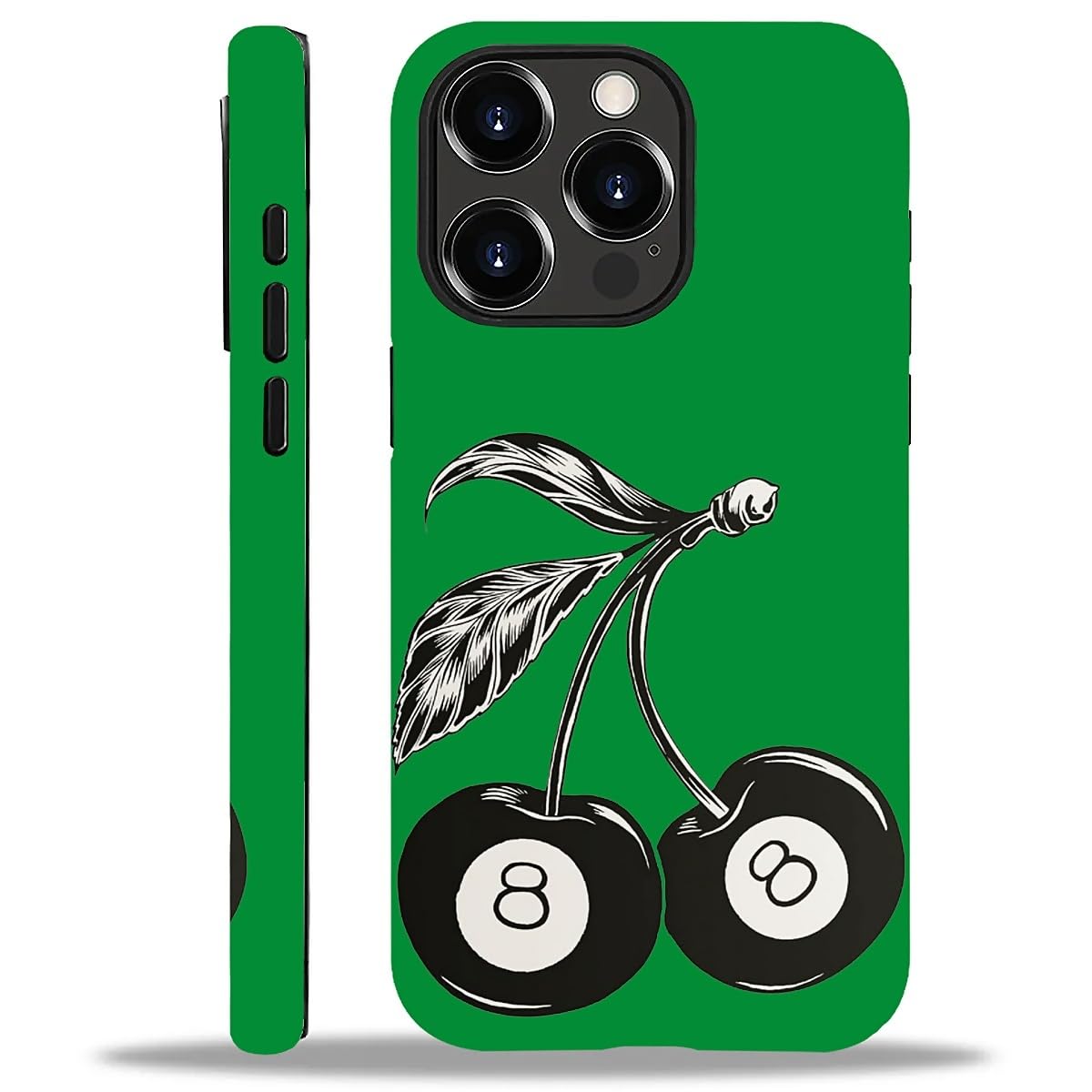 WANKBLC Compatible with iPhone 12 Pro Max Matte Case, Cute 8 Billiard Ball Cherry Fruit Pattern for Girl Full Body Design Soft S