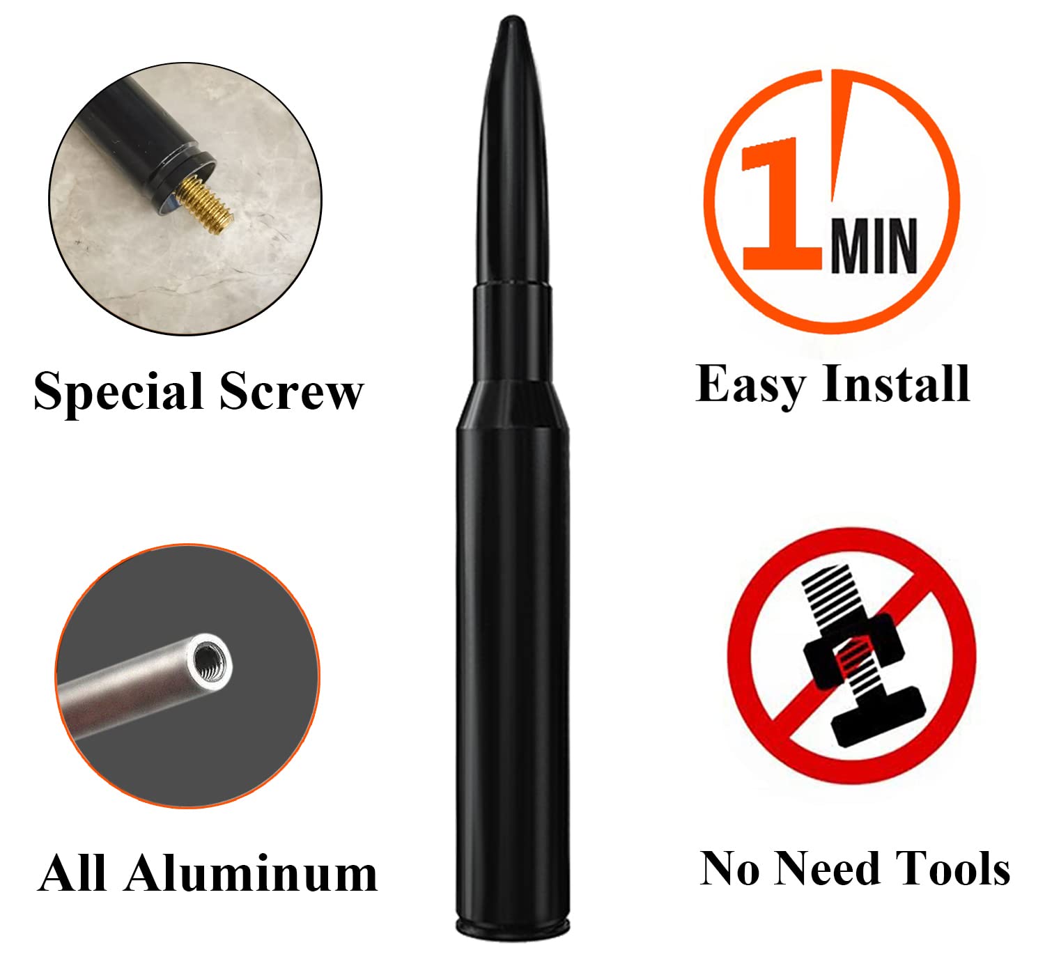 4 Inch Short Aluminum Antenna For Ford Mustang (1994 2009), Ford Mustang Antenna, Antenna Replacement Mast For Ford Mustang