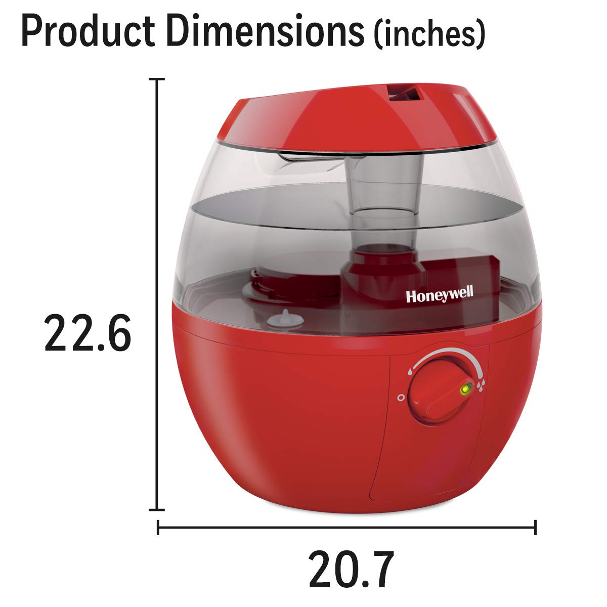 Honeywell Hul520R Mistmate Ultrasonic Cool Mist Humidifier, Red   Cool Mist Humidifier For Bedroom, Home Or Office