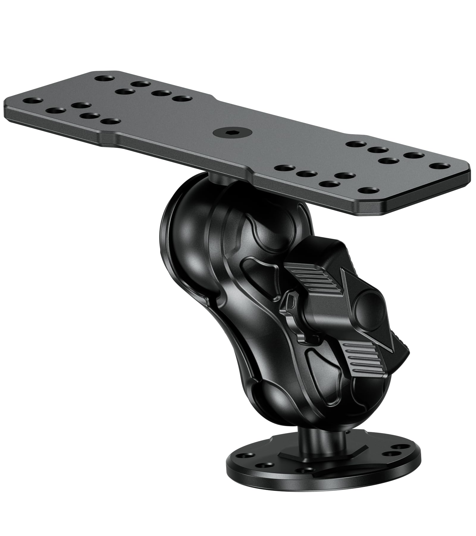 Vazeswin Aluminum Alloy Fish Finder Mount With C Size 1.5'' Ball Rectangle Plate & Round Base, 3.5'' Short Arm Marine Electronic