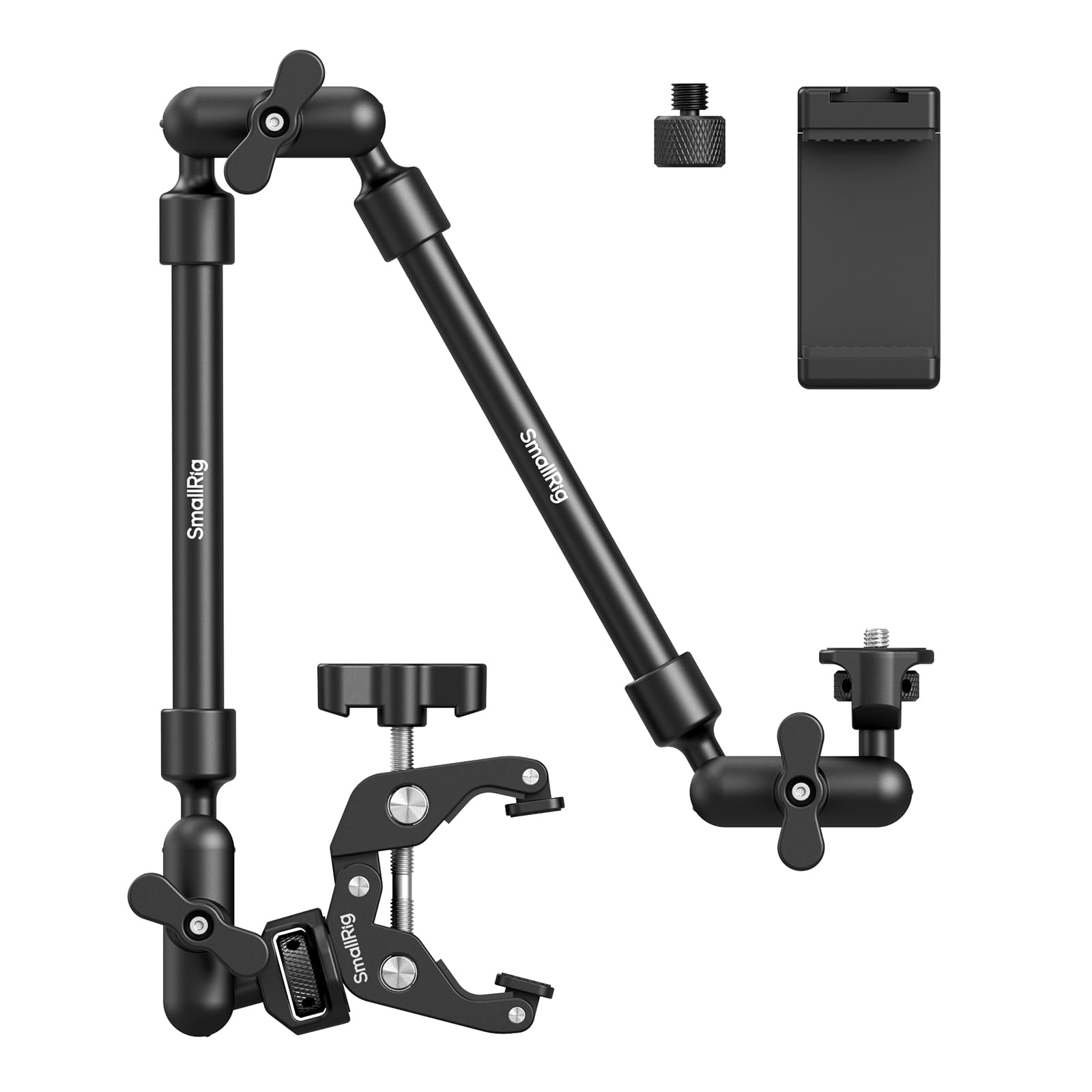 SMALLRIG 22 Magic Arm w Clamp, Overhead Phone Mount, Flexible Desk Camera Mount & Clamp, Articulating Friction Boom Arm w Thread