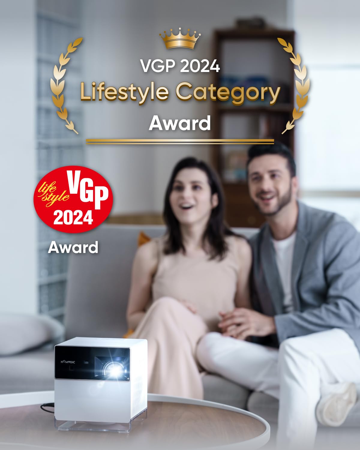 Nomvdic P1000 Short Throw Projector 4K, 2300 Ansi Lumens With H/K Speaker, 180'' Big Screen, Auto Focus & Keystone, 4K Gaming Pr