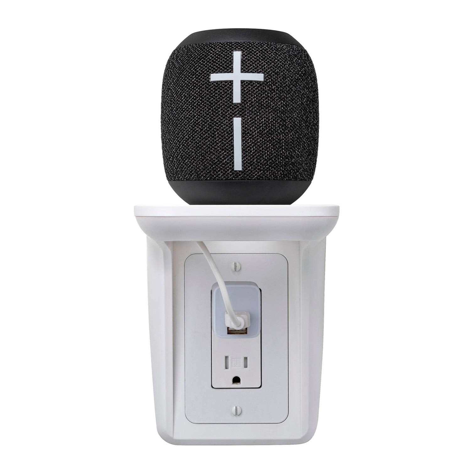 Knox Gear Multi-Purpose Outlet Wall Shelf With Built-In Cable Management (White)