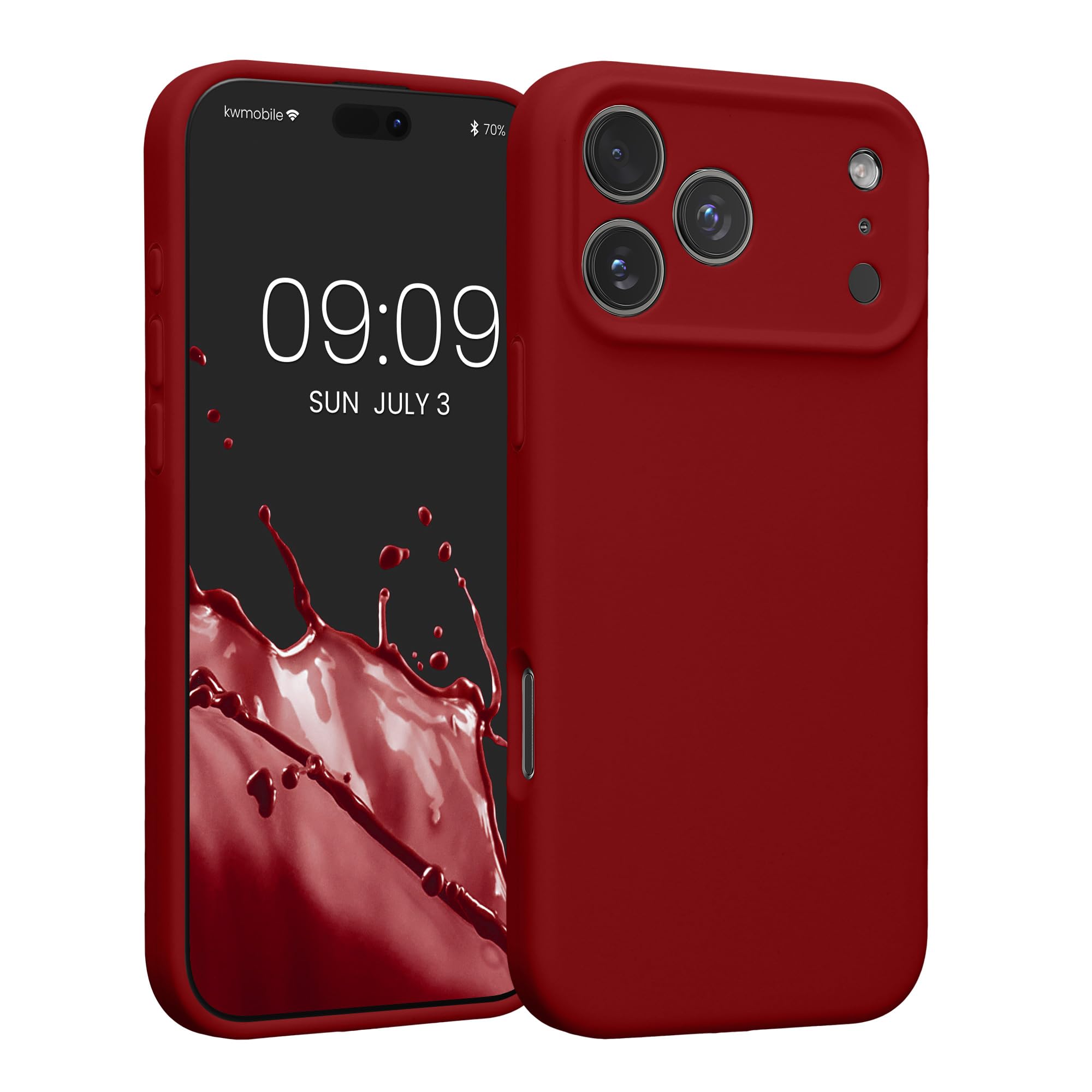 kwmobile Case Compatible with Apple iPhone 17 Pro Max Case - Slim TPU Silicone Phone Cover - Soft Touch Finish - Rhubarb Red