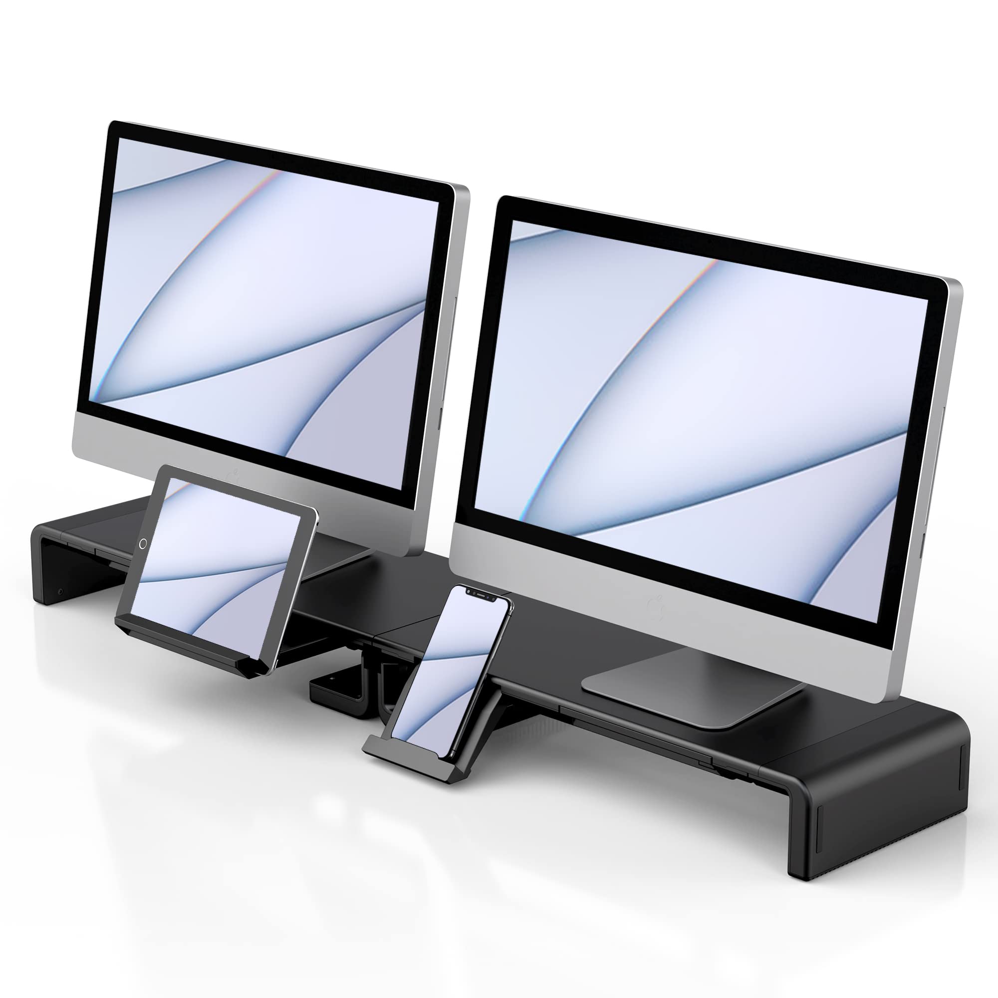 2 Pack Computer Monitor Stand, Klearlook Foldable Monitor Stand Riser, Height Adjustable Computer Stand, Monitor Riser Stand Wit