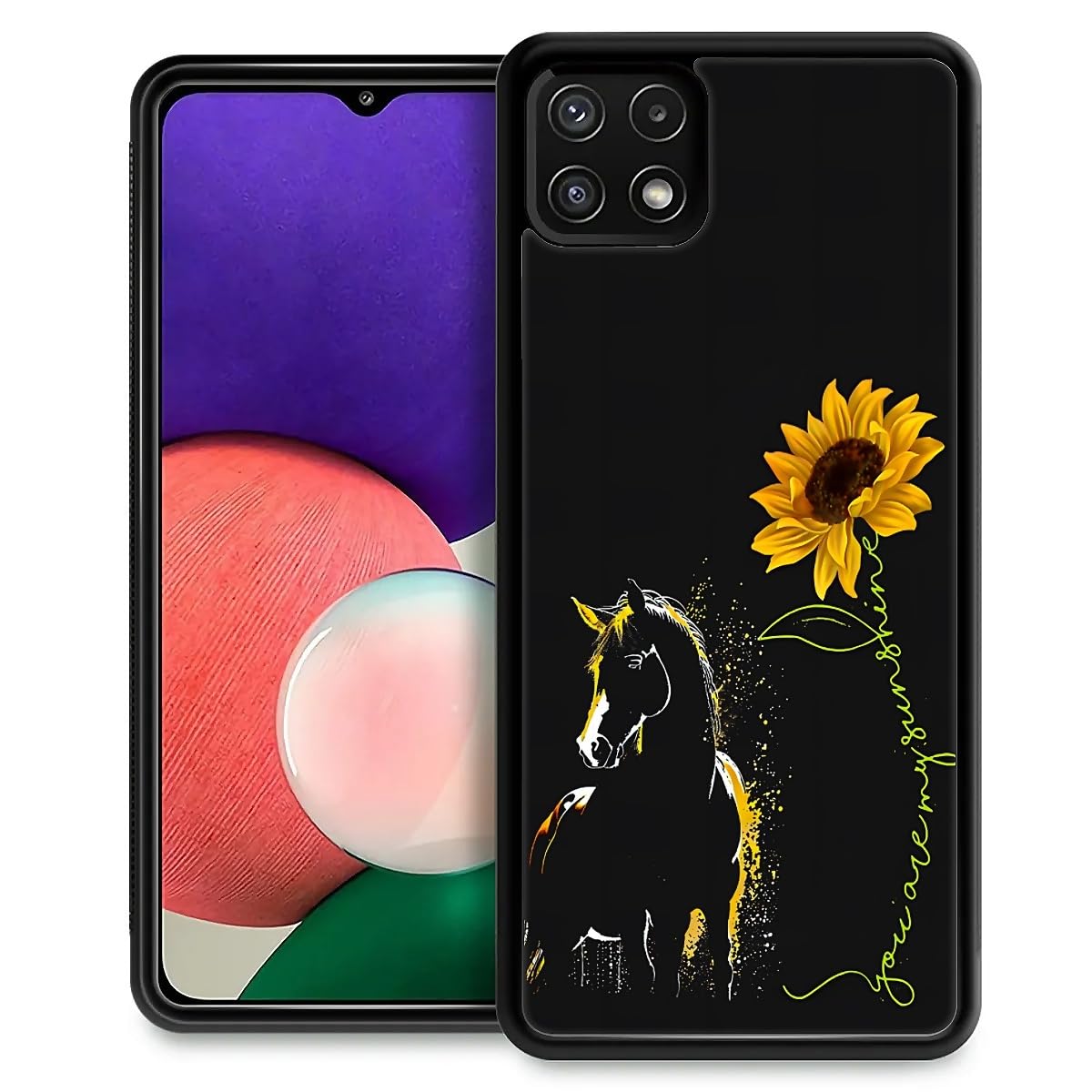 Fkbrcl4U For Samsung Galaxy A22 5G Case, Horse Sunflower Yellow Sunshine Pattern Graphic Design Girl Boy Soft Silicone Hard Acry