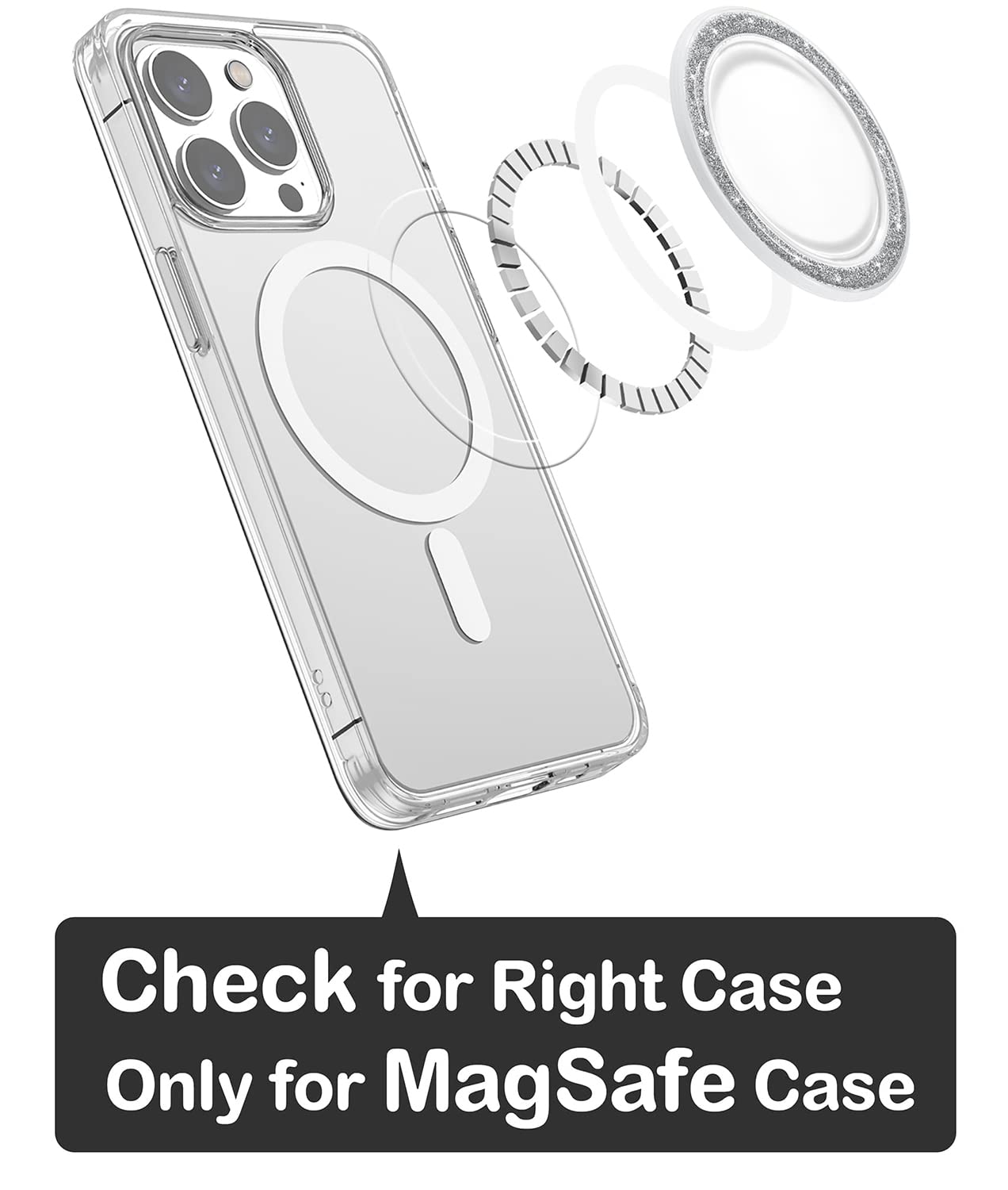 Metisinno Magnetic Base Compatible With Popsocket Phone Grips And Iphone Magsafe Cases, Sparkle Glitter