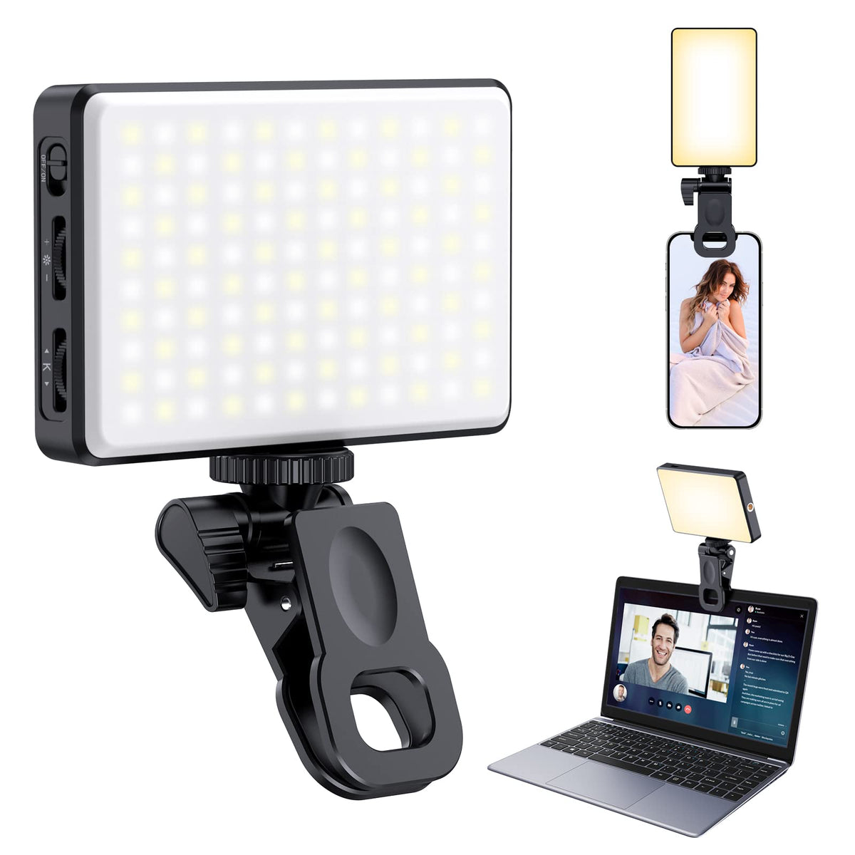 Meixitoy 120 Led Phone Light, Selfie Light, 5000Mah Rechargeable Clip Video Light, Adjusted 3 Light Modes, For Phone, Camera, La