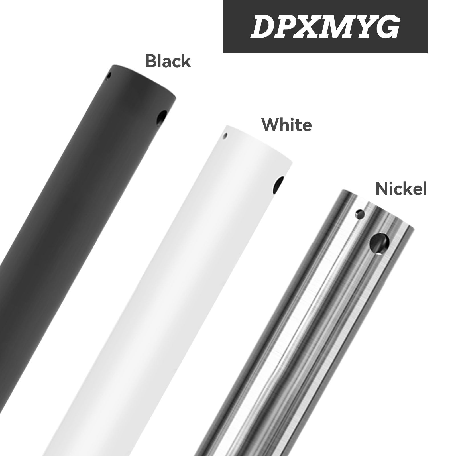 Dpxmyg 48 Inch Ceiling Fan Downrod With Extension Cord, 4 Ft White Downrod For Ceiling Fan, 1 Inch Outside Diameter, Ceiling Fan